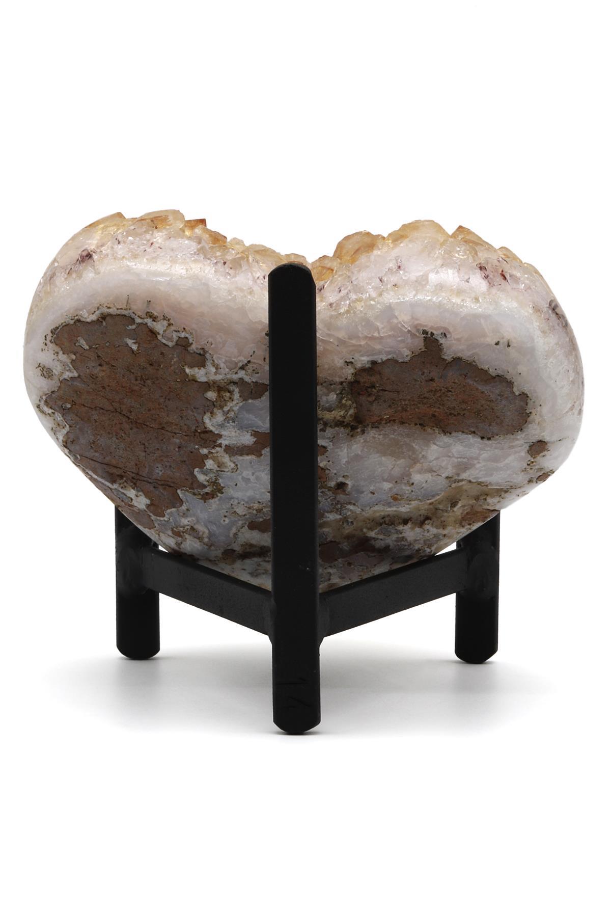 Sitrin Doğal Taş Standlı Kalp