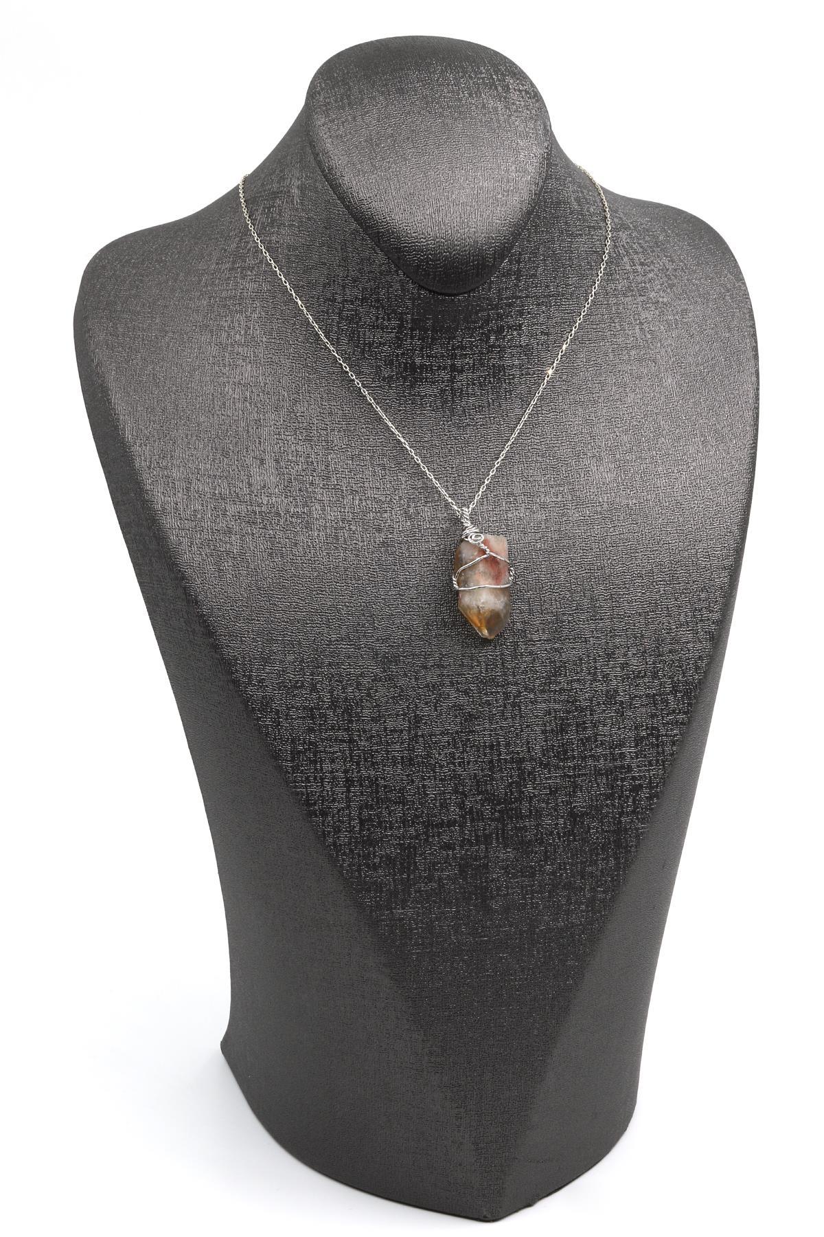 Sitrin Doğal Taş Tel Sarmalı Kolye