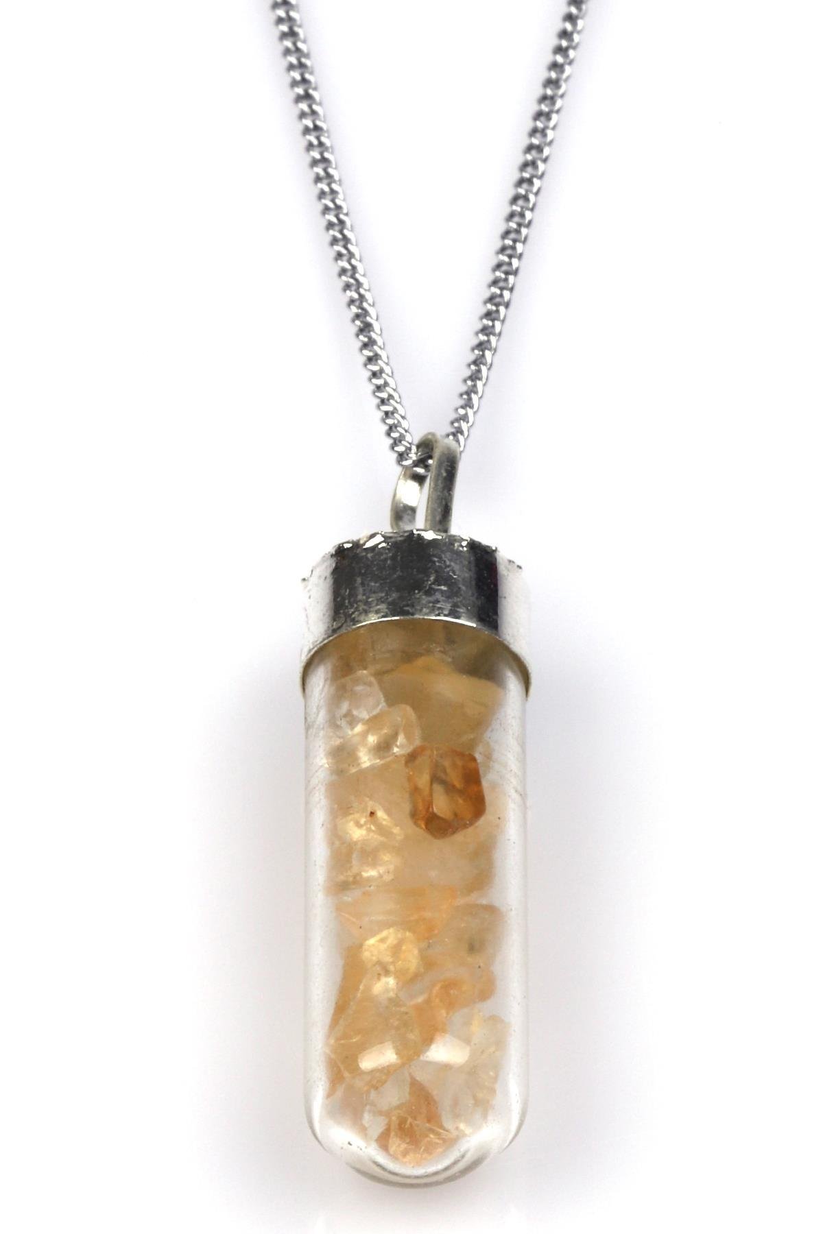 Sitrin Doğal Taş Tüp Şişe Kolye