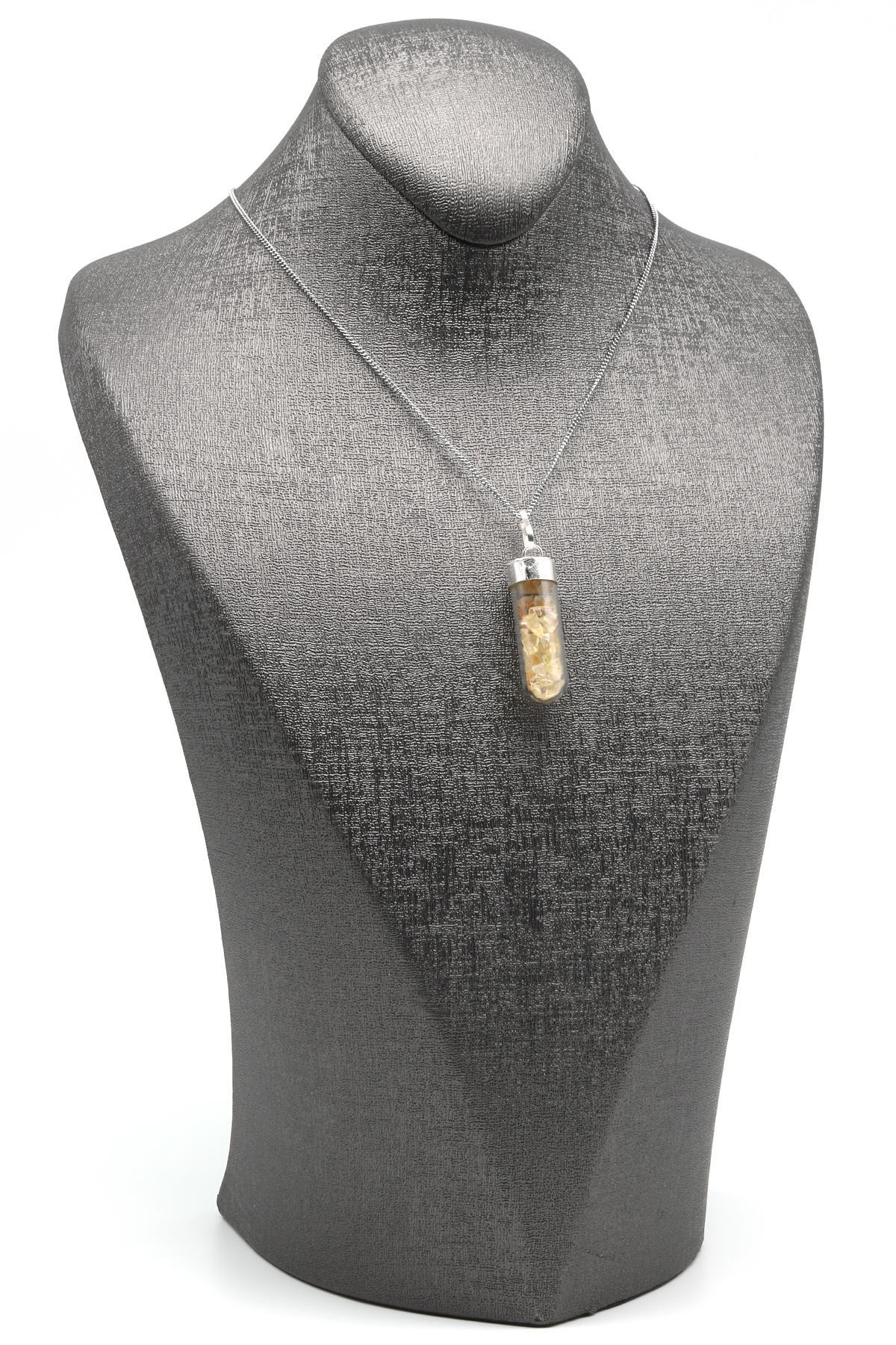 Sitrin Doğal Taş Tüp Şişe Kolye