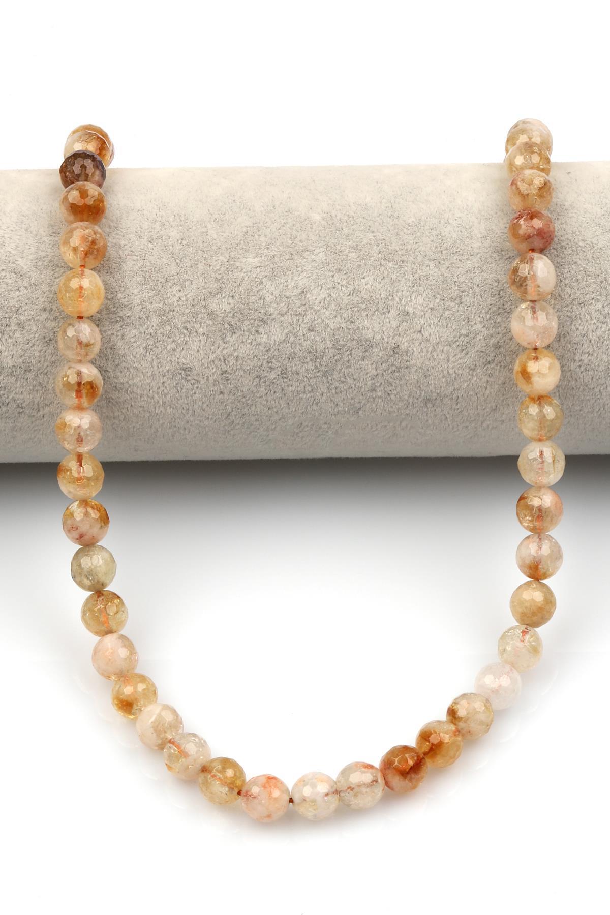 Sitrin Doğaltaş Dizi 8 mm Fasetli Küre Kesim