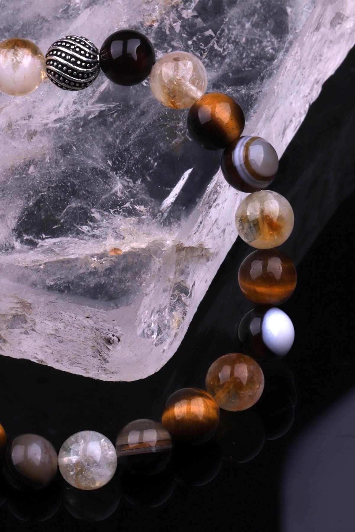 Sitrin - Göz Akik - Kaplan Gözü Doğal Taş Tasarım Bileklik 