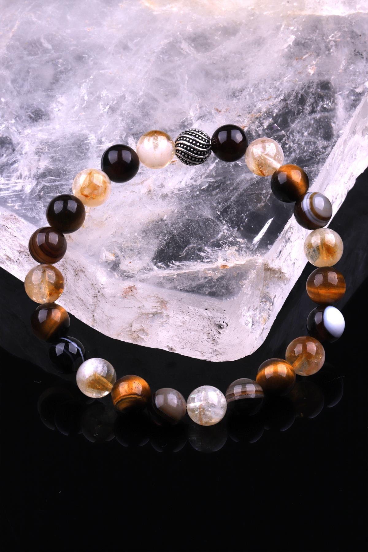 Sitrin - Göz Akik - Kaplan Gözü Doğal Taş Tasarım Bileklik 