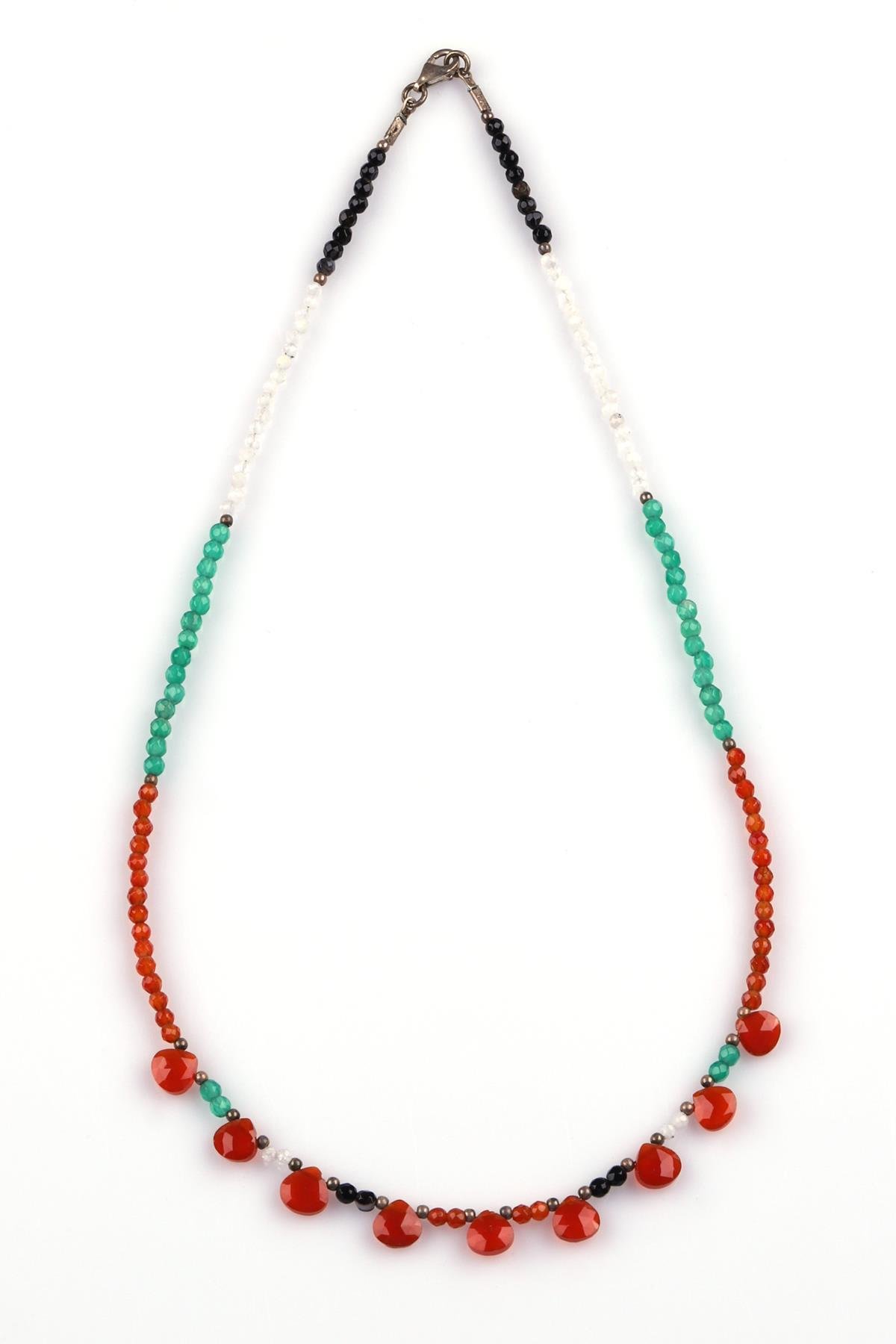 Siyah Akik - Ay Taşı - Yeşil Akik - Kahverengi Akik Doğal Taş Tasarım Kolye