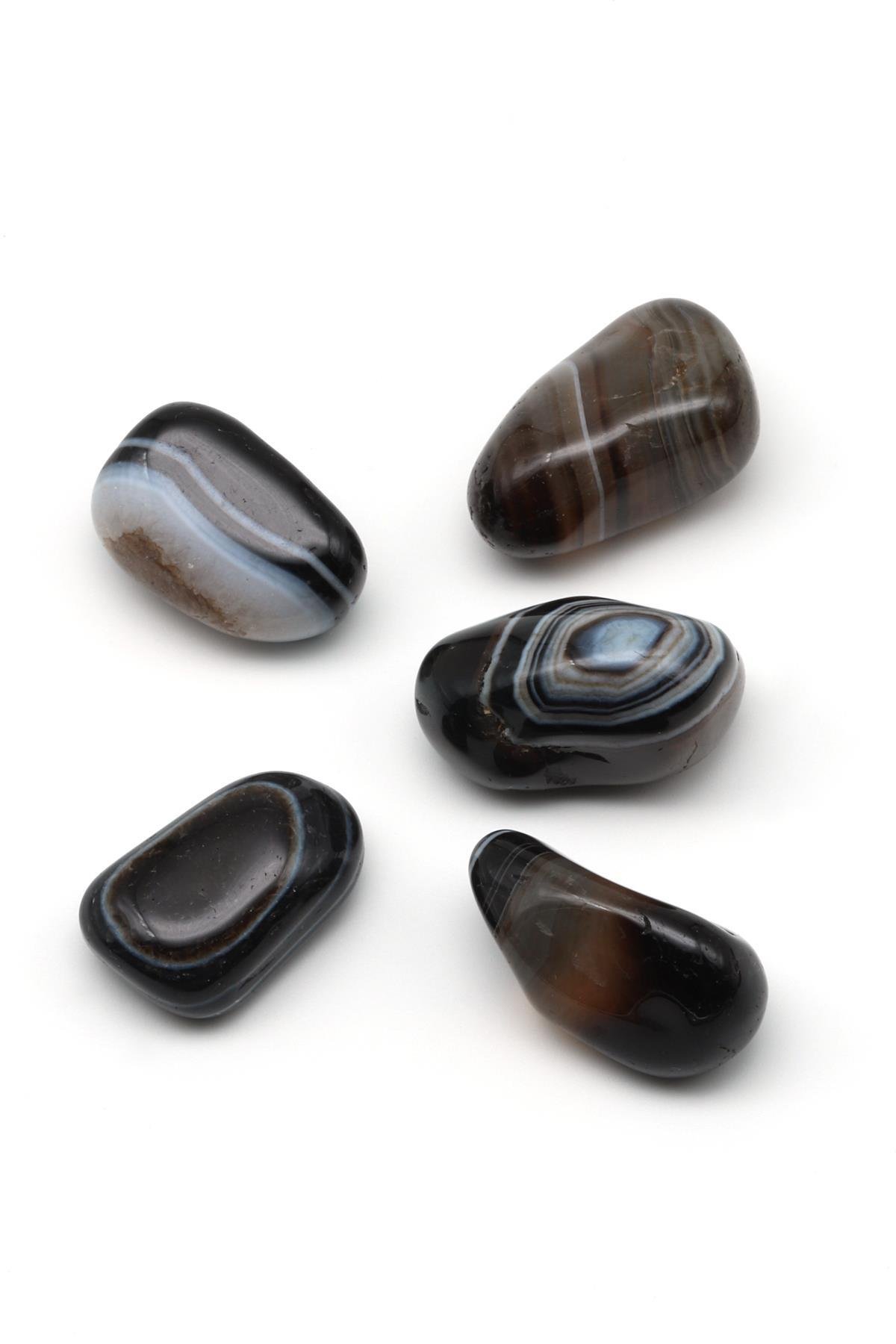 Siyah Akik Doğal Taş Tamburlanmış Parça - Tımbıl