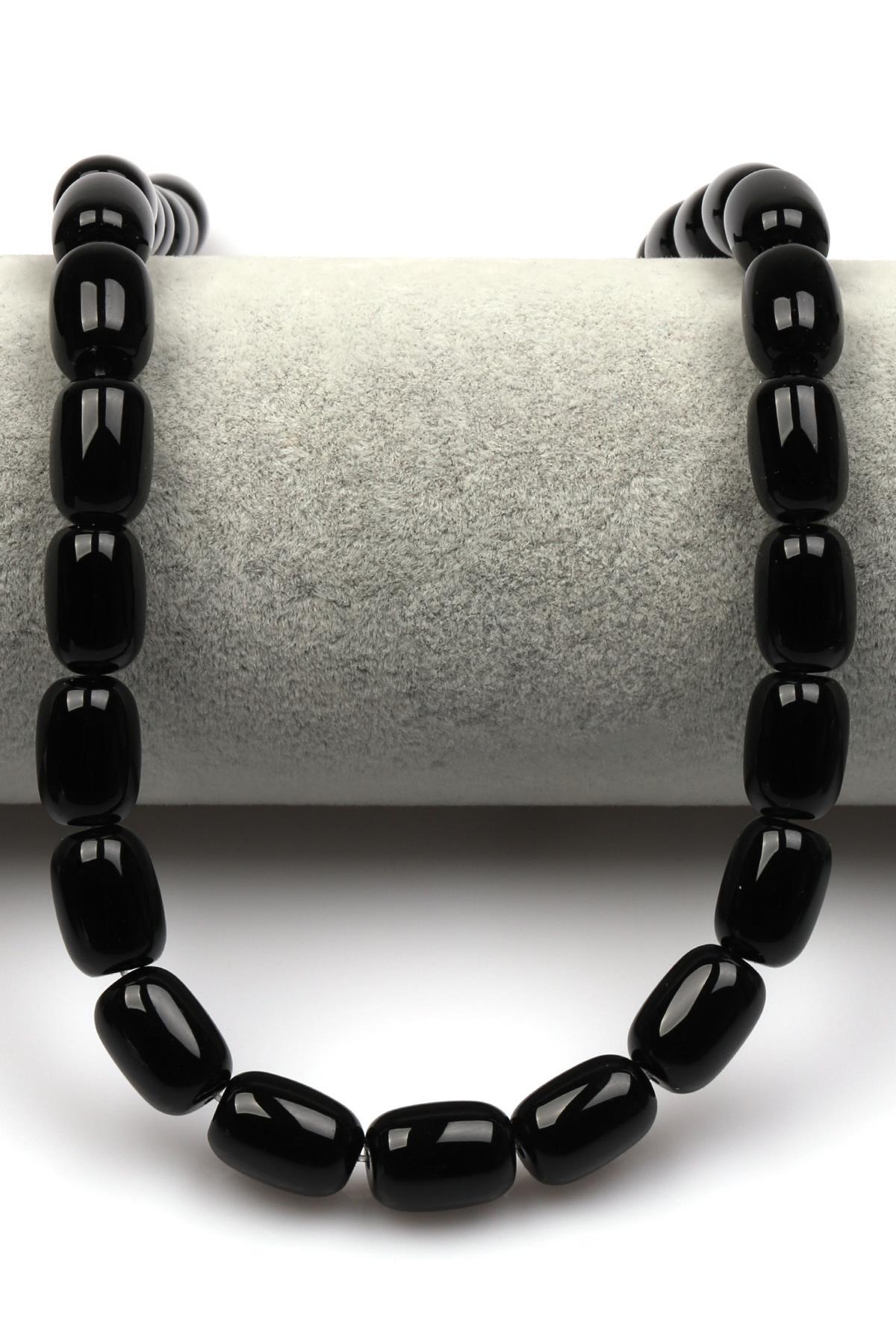 Siyah Akik Doğaltaş Dizi 10 x 14 mm Kapsül Kesim