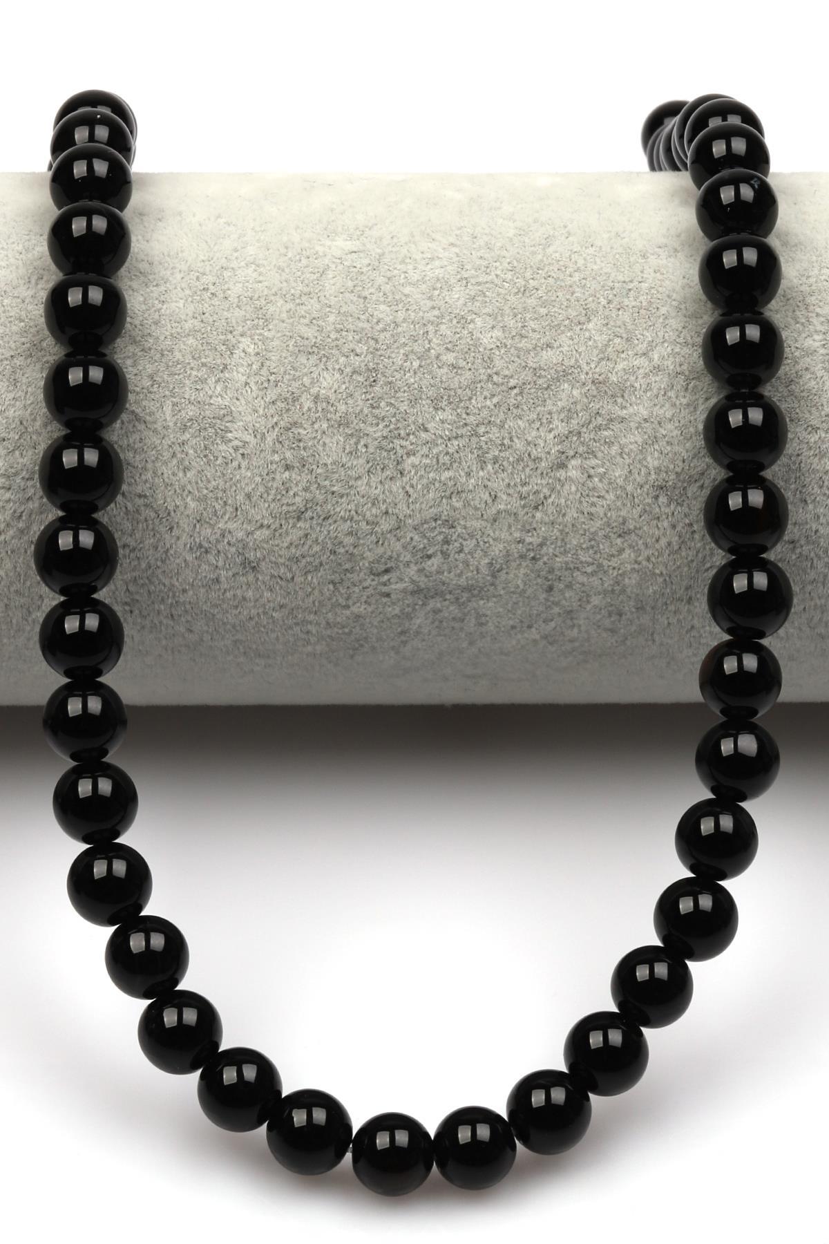 Siyah Akik Doğaltaş Dizi 8 mm Küre Kesim