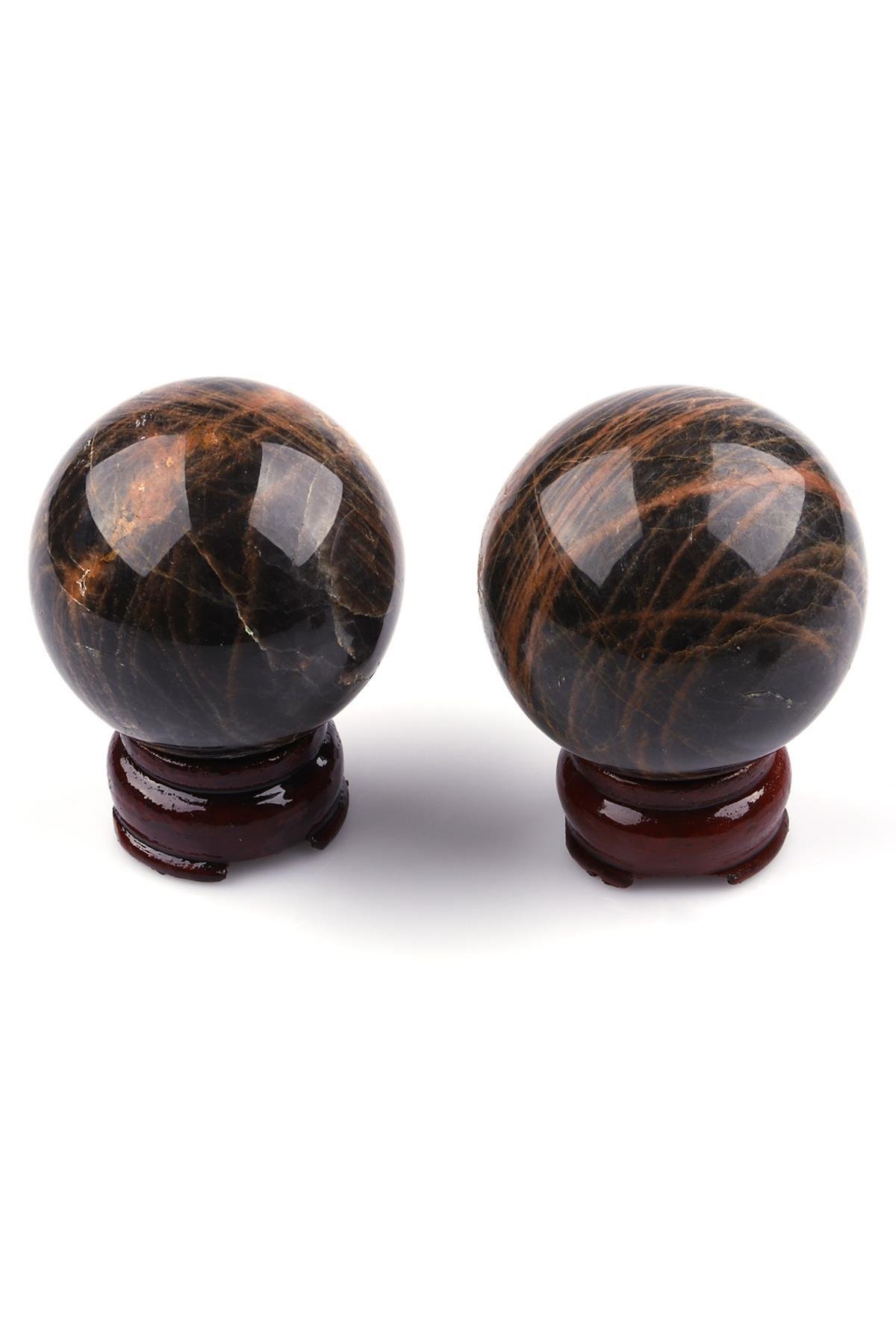 Siyah Ay Taşı Doğal Taş Küre