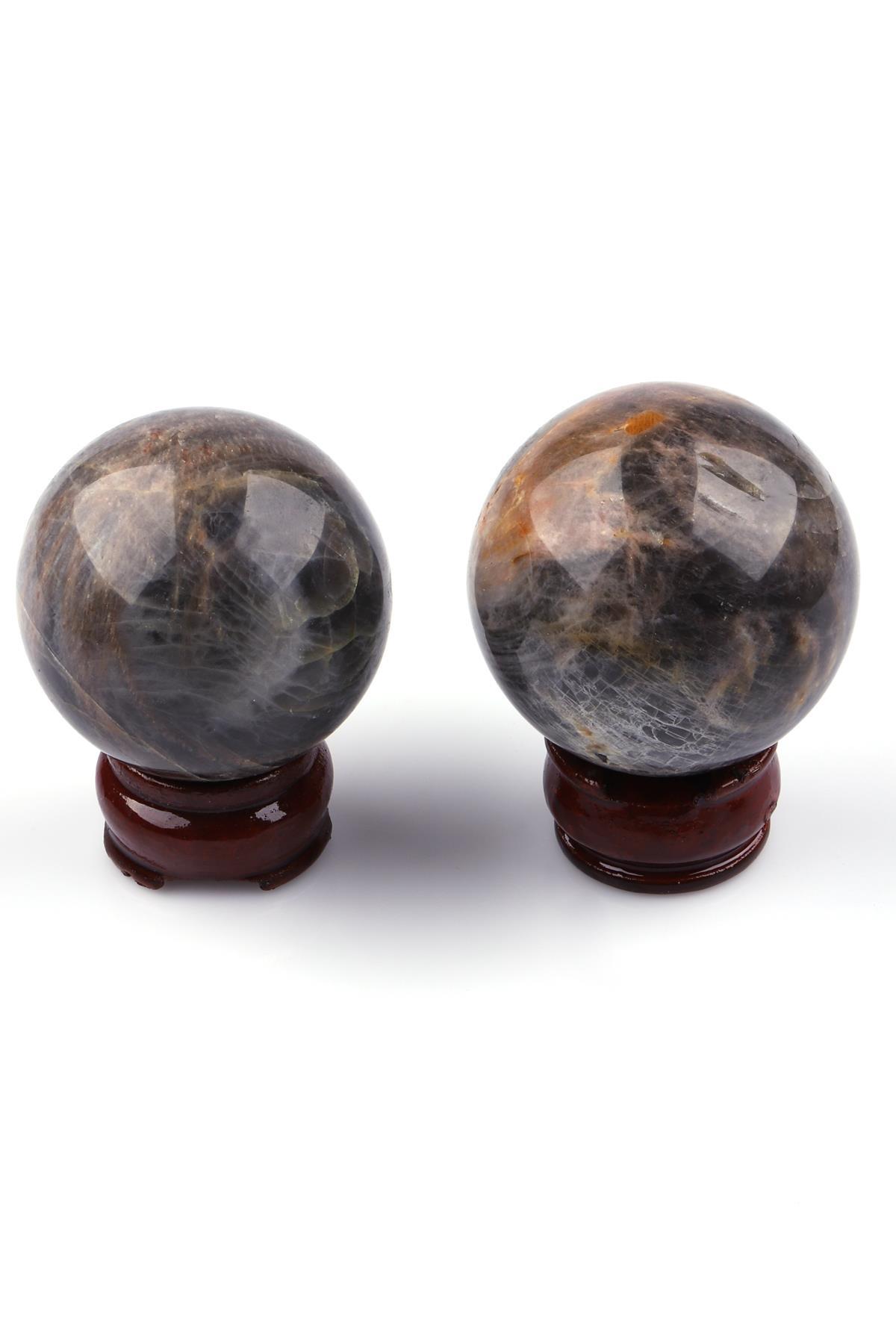 Siyah Ay Taşı Doğal Taş Küre