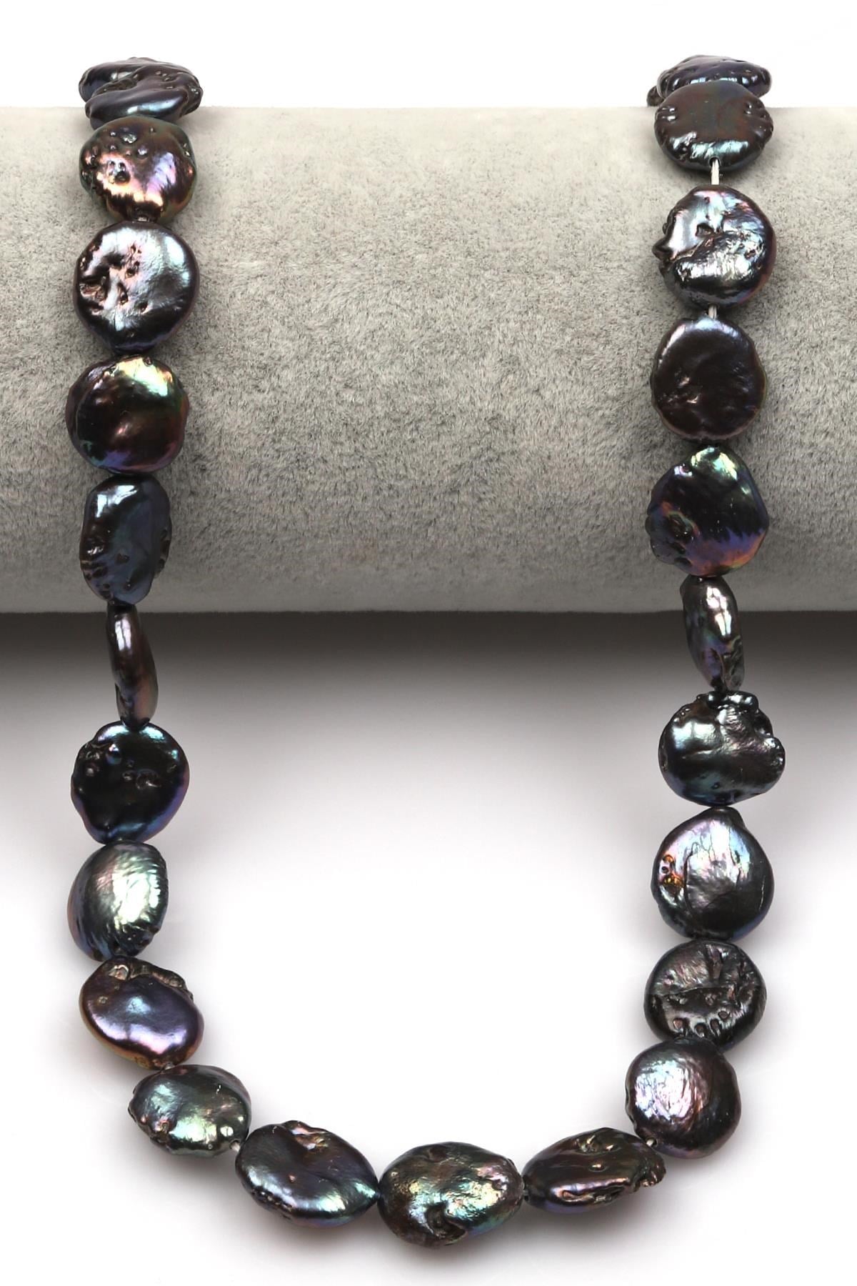 Siyah İnci Doğal Taş Dizi 11 x 13 mm Şekilsiz Kesim