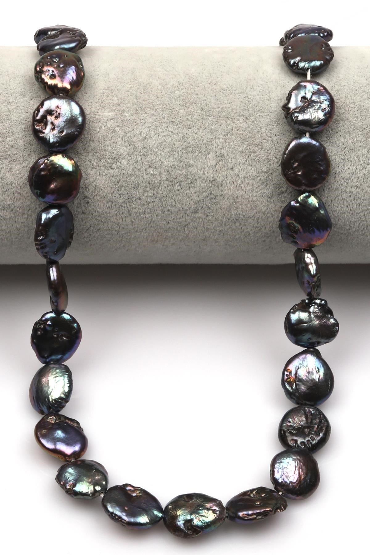 Siyah İnci Doğal Taş Dizi 11 x 13 mm Şekilsiz Kesim