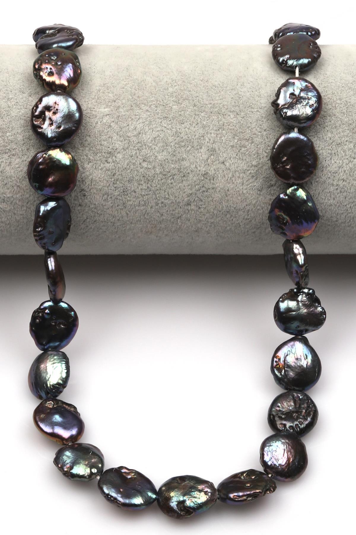 Siyah İnci Doğal Taş Dizi 11 x 13 mm Şekilsiz Kesim