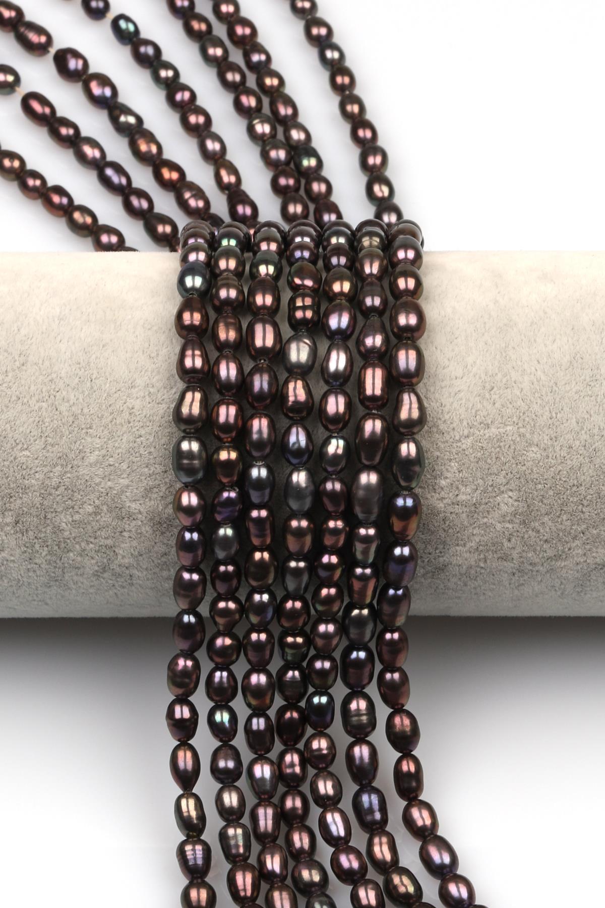 Siyah İnci Doğal Taş Dizi 4 x 6 mm Şekilsiz Kesim