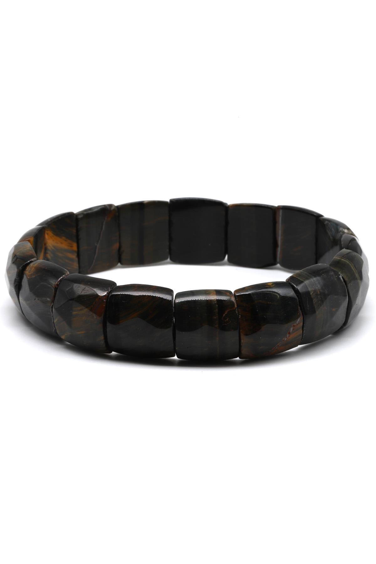 Siyah Kaplan Gözü Doğal Taş Bileklik 13 x 15 mm Özel Kesim