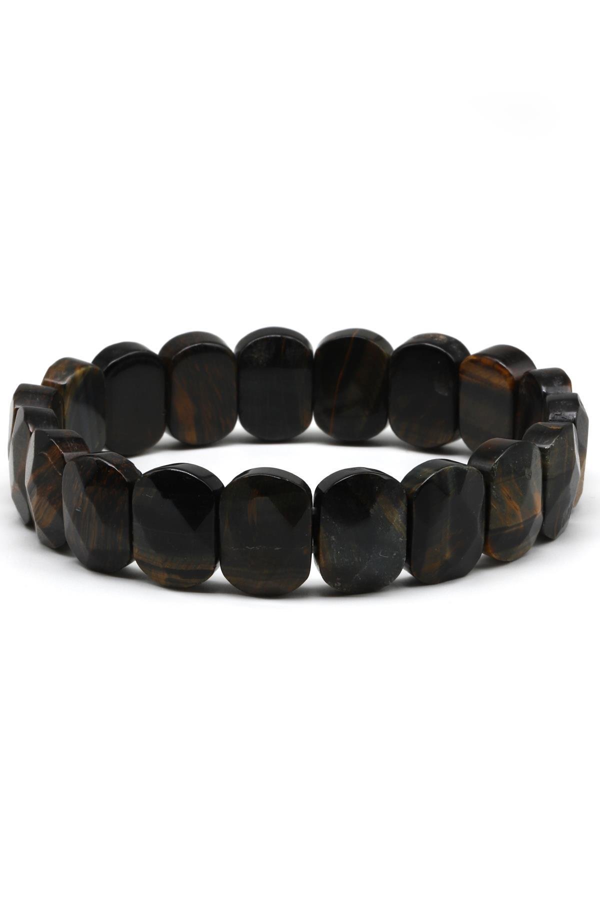 Siyah Kaplan Gözü Doğal Taş Bileklik 11 x 15 mm Özel Kesim