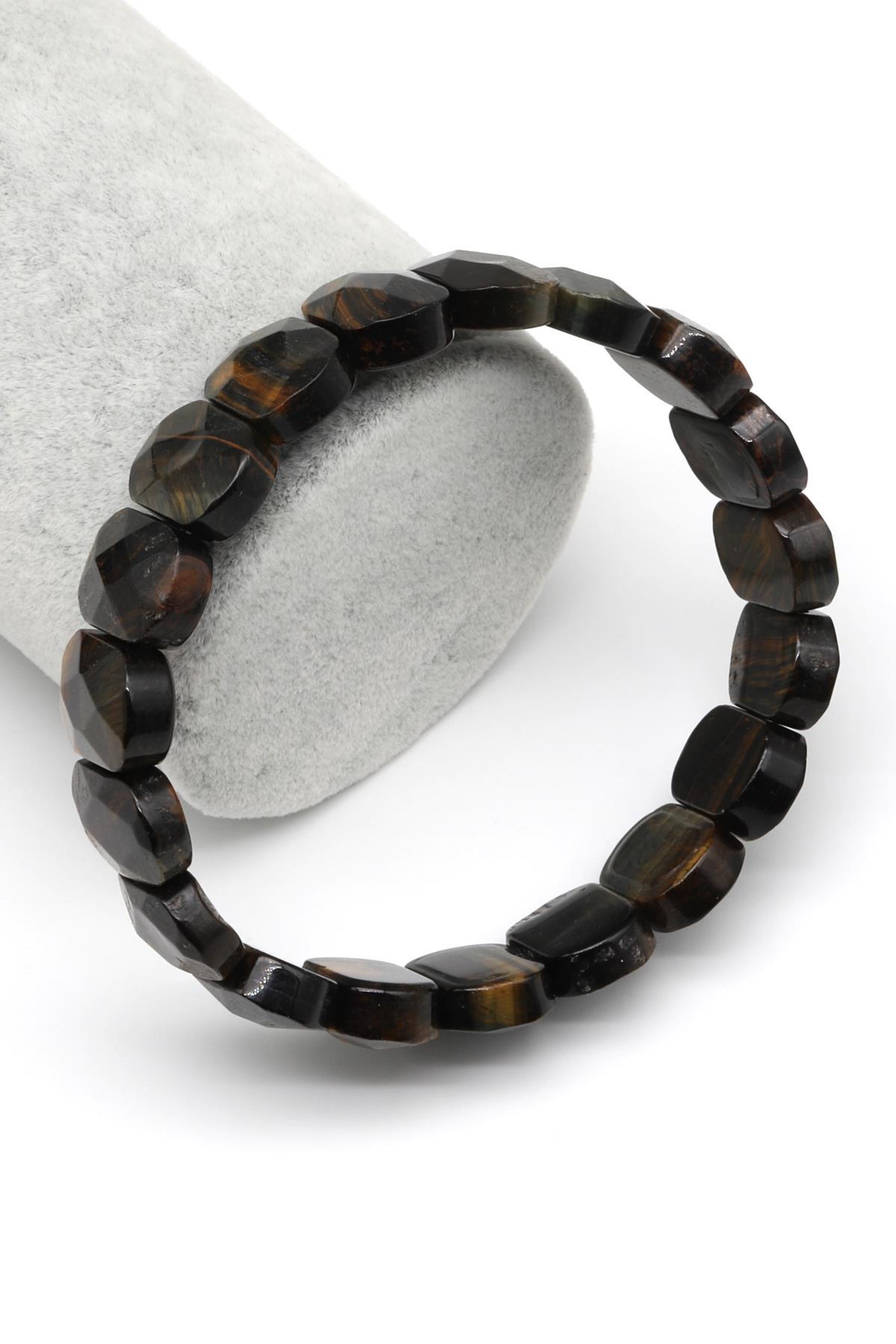 Siyah Kaplan Gözü Doğal Taş Bileklik 11 x 15 mm Özel Kesim