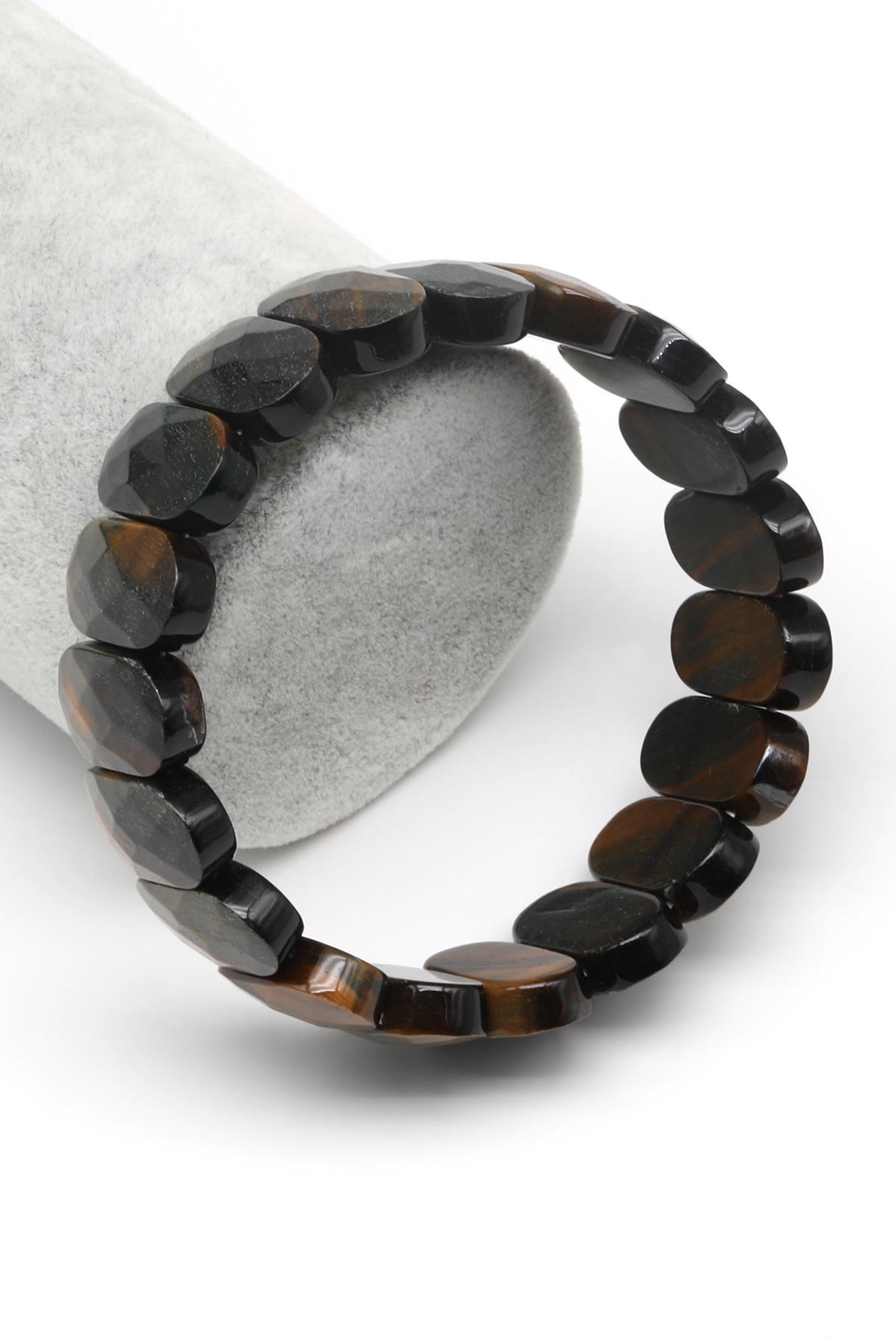 Siyah Kaplan Gözü Doğal Taş Bileklik 11 x 20 mm Özel Kesim