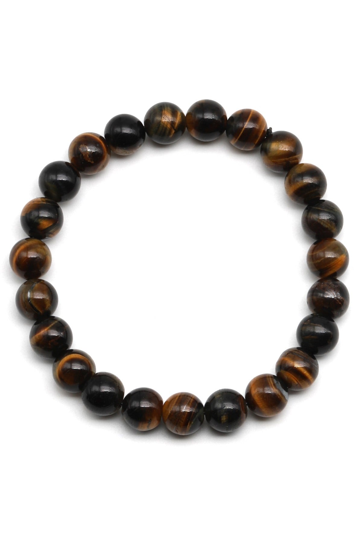 Siyah Kaplan Gözü Doğal Taş Bileklik 8 mm Küre Kesim - BLK-2298