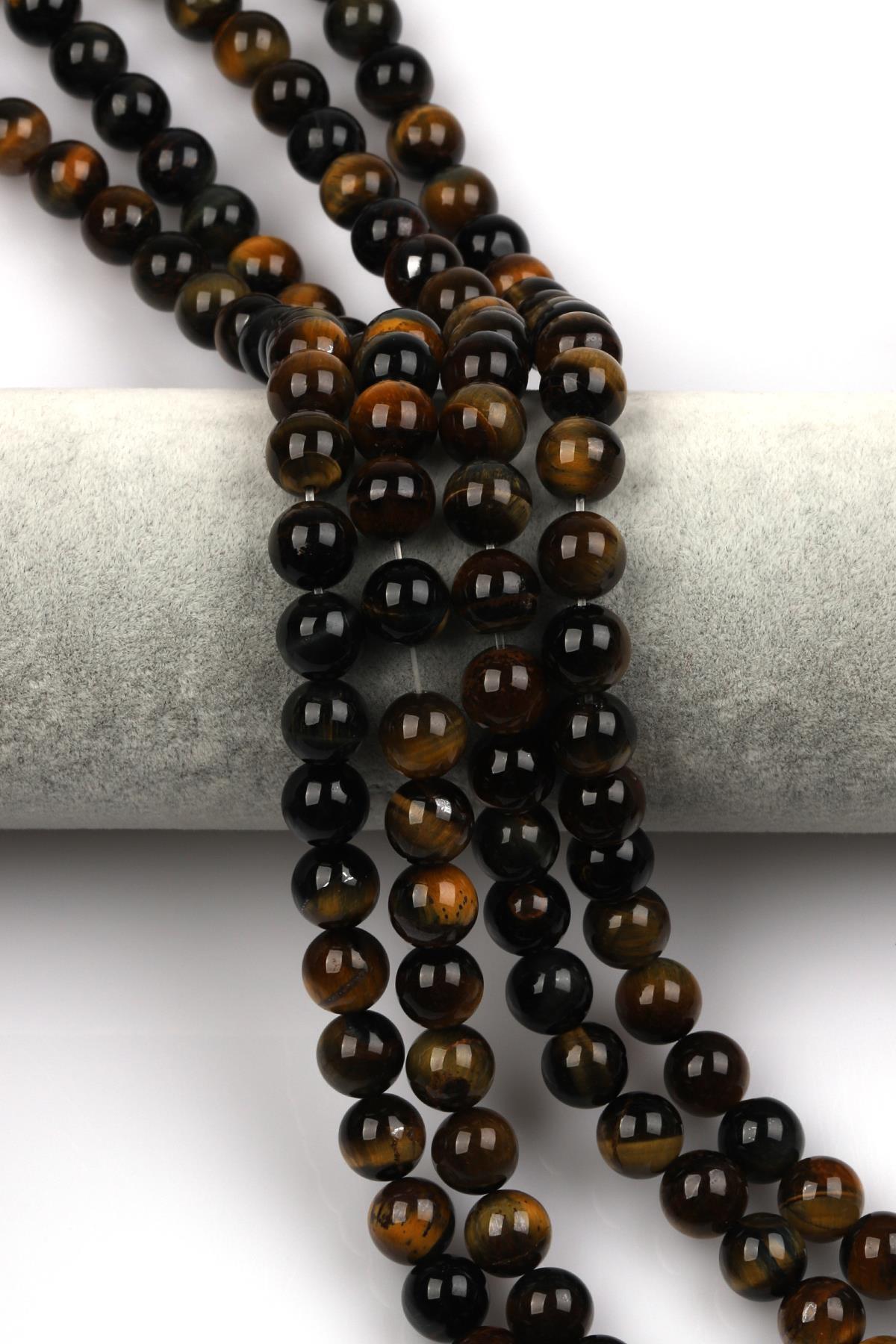 Siyah Kaplan Gözü Doğal Taş Dizi 10 mm Küre Kesim