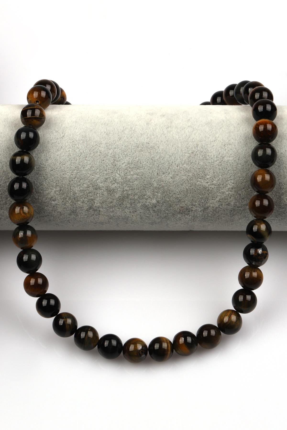 Siyah Kaplan Gözü Doğal Taş Dizi 10 mm Küre Kesim