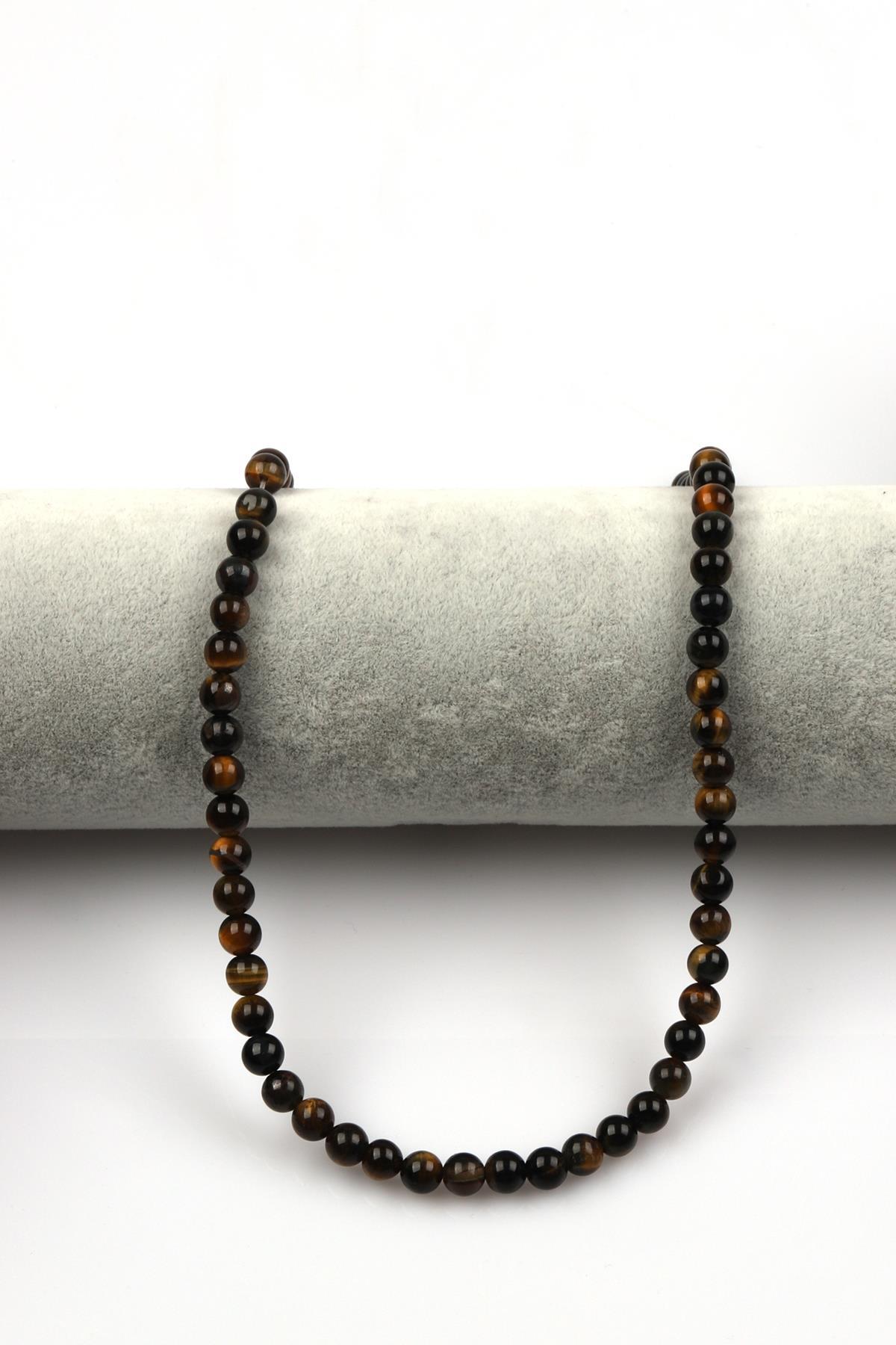 Siyah Kaplan Gözü Doğal Taş Dizi 6 mm Küre Kesim