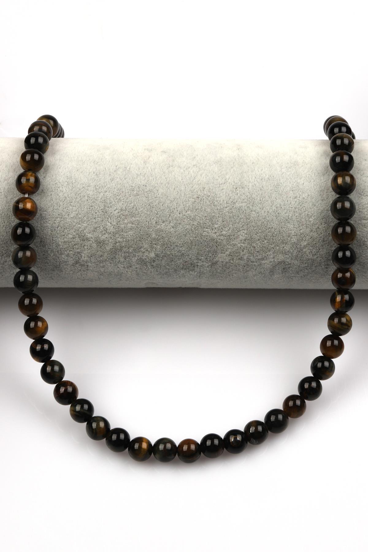 Siyah Kaplan Gözü Doğal Taş Dizi 8 mm Küre Kesim