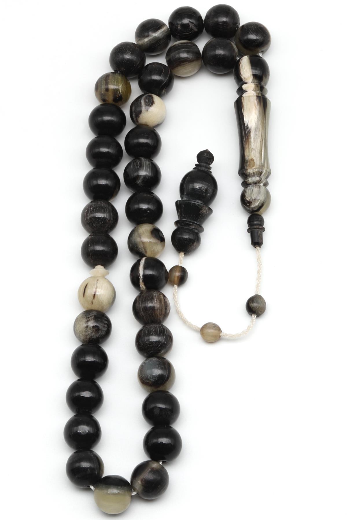 Siyah Koç Boynuzu Tesbih 10 mm Küre Kesim