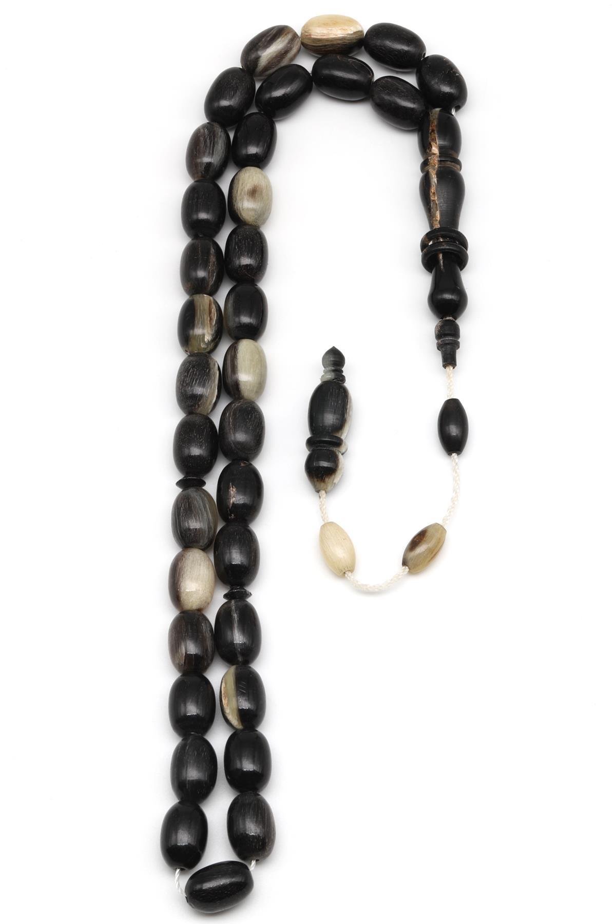 Siyah Koç Boynuzu Tesbih 8 x 11 mm Badem Kesim