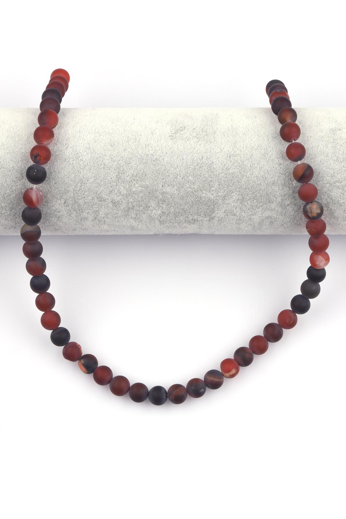 Siyah Mat Akik Doğal Taş Dizi 8 mm Küre Kesim