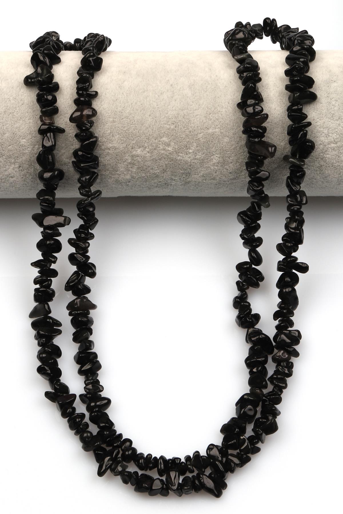 Siyah Obsidyen Doğal Taş Kırıktaş Dizi