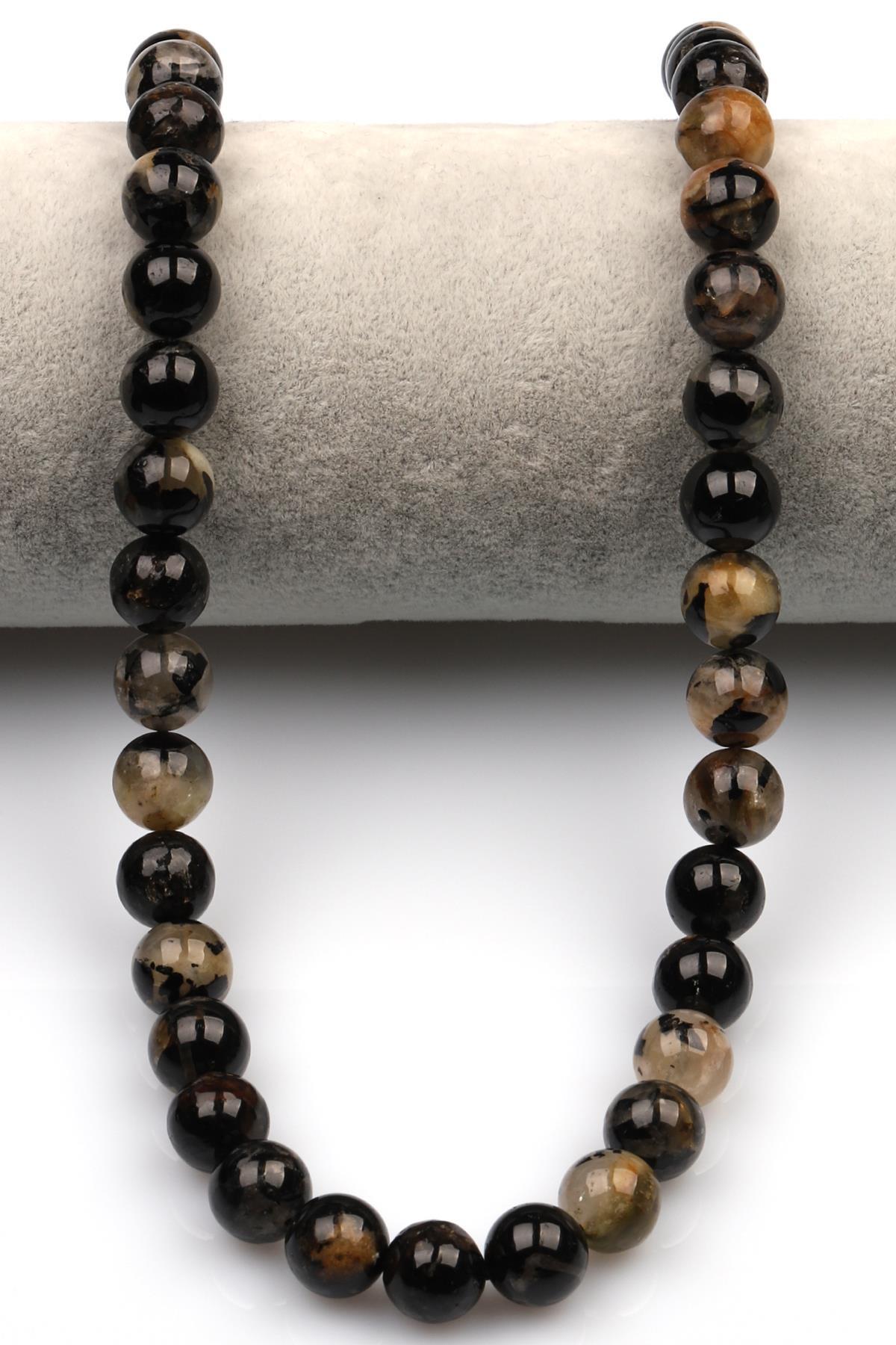 Siyah Turmalin Doğal Taş Dizi 10 mm Küre Kesim