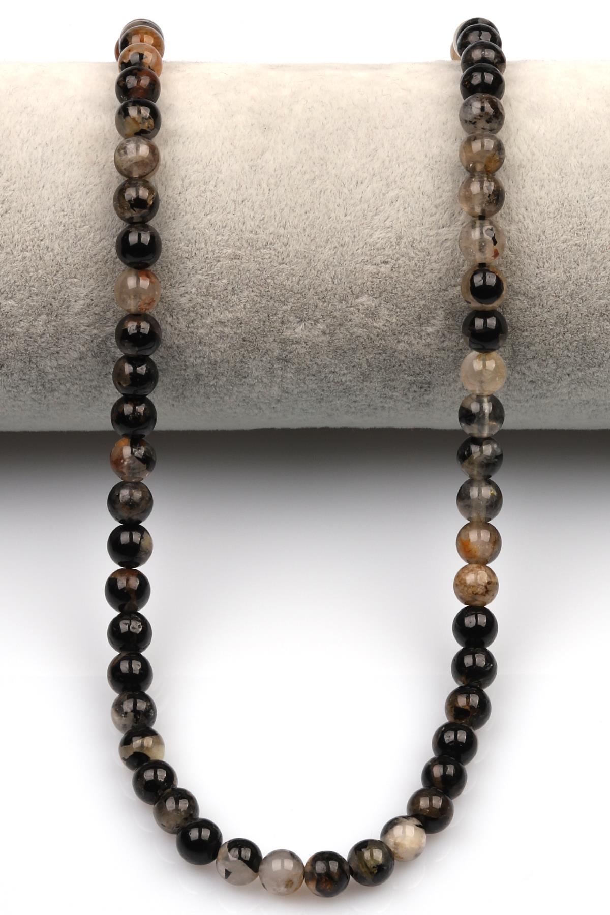 Siyah Turmalin Doğal Taş Dizi 6 mm Küre Kesim