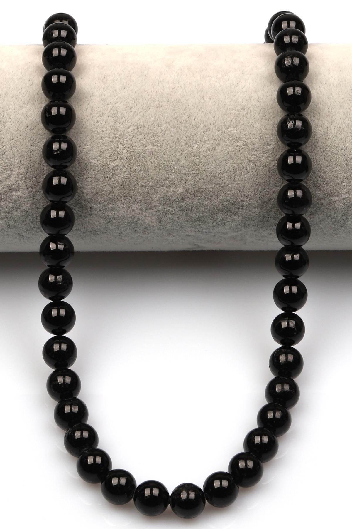 Siyah Turmalin Doğal Taş Dizi 8 mm Küre Kesim