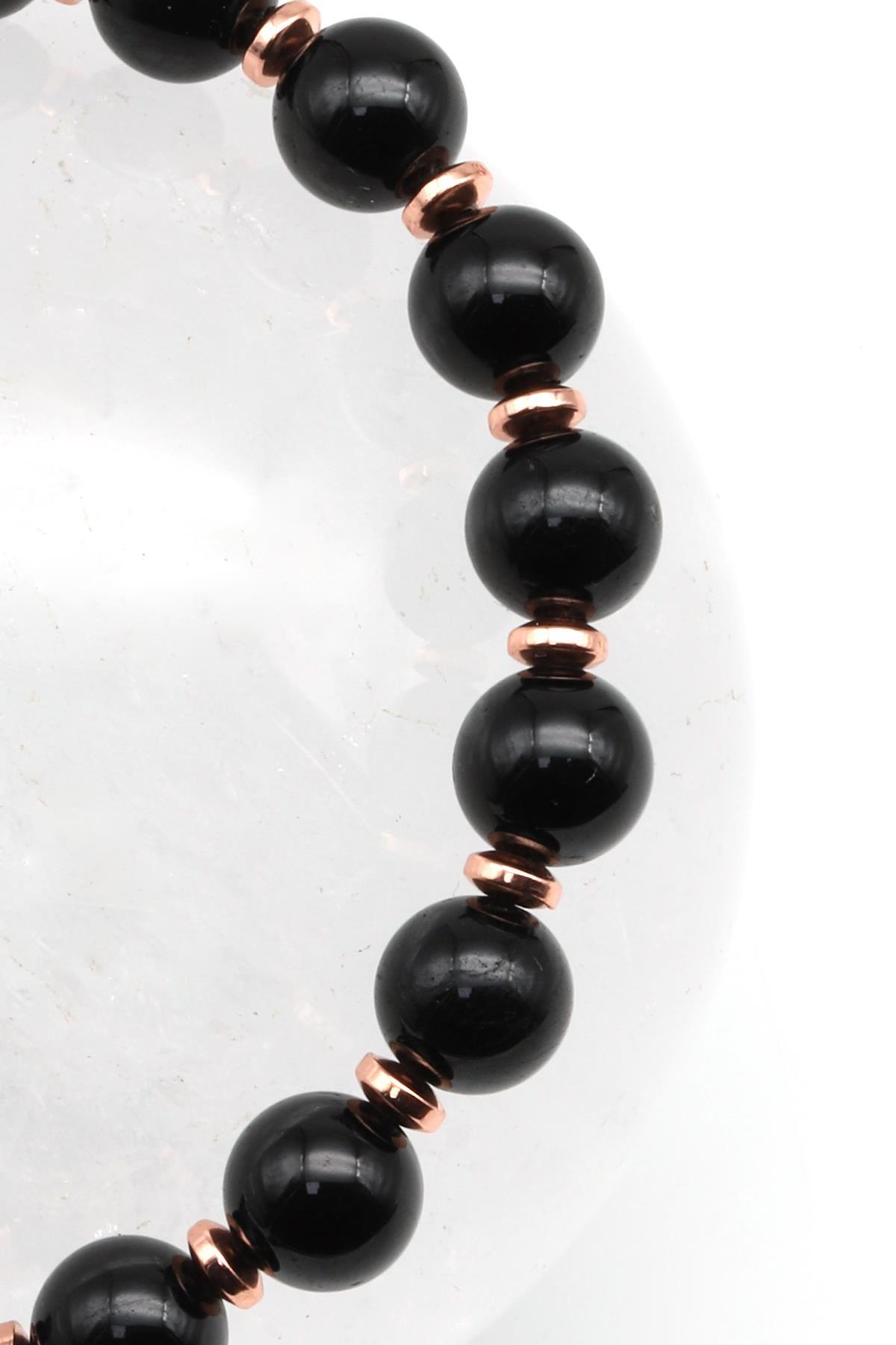 Siyah Turmalin - Hematit Doğal Taş Makrome Örme Bileklik