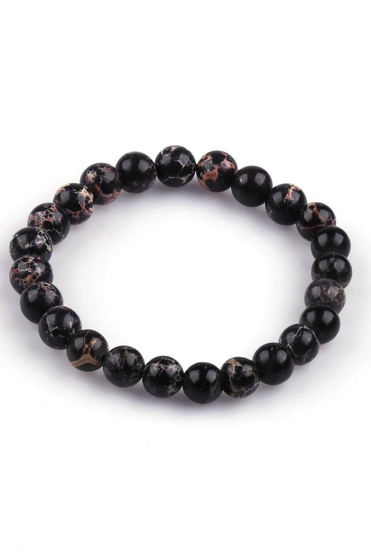 Siyah Varisit Doğal Taş Bileklik 8mm Küre Kesim