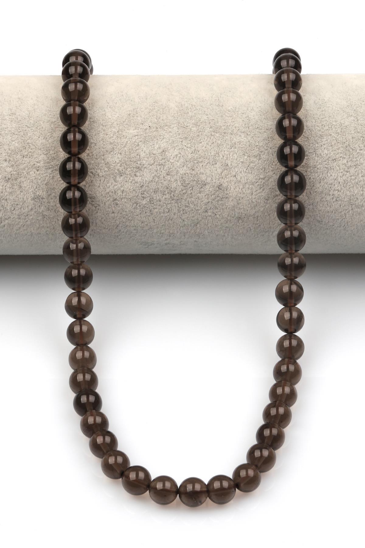 Smoky Obsidyen Doğaltaş Dizi 8 mm Küre Kesim