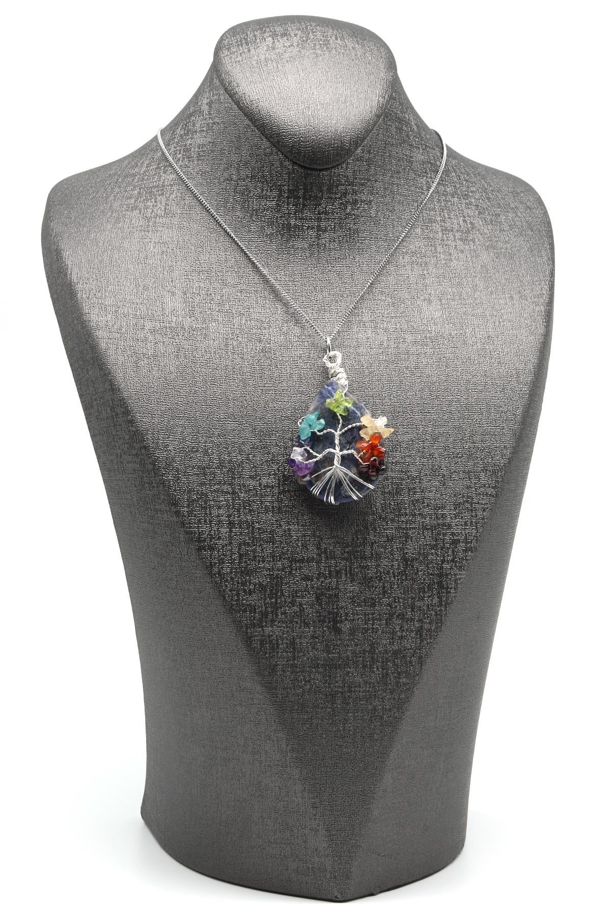 Sodalit - Çakra Doğal Taş Damla Model Kolye