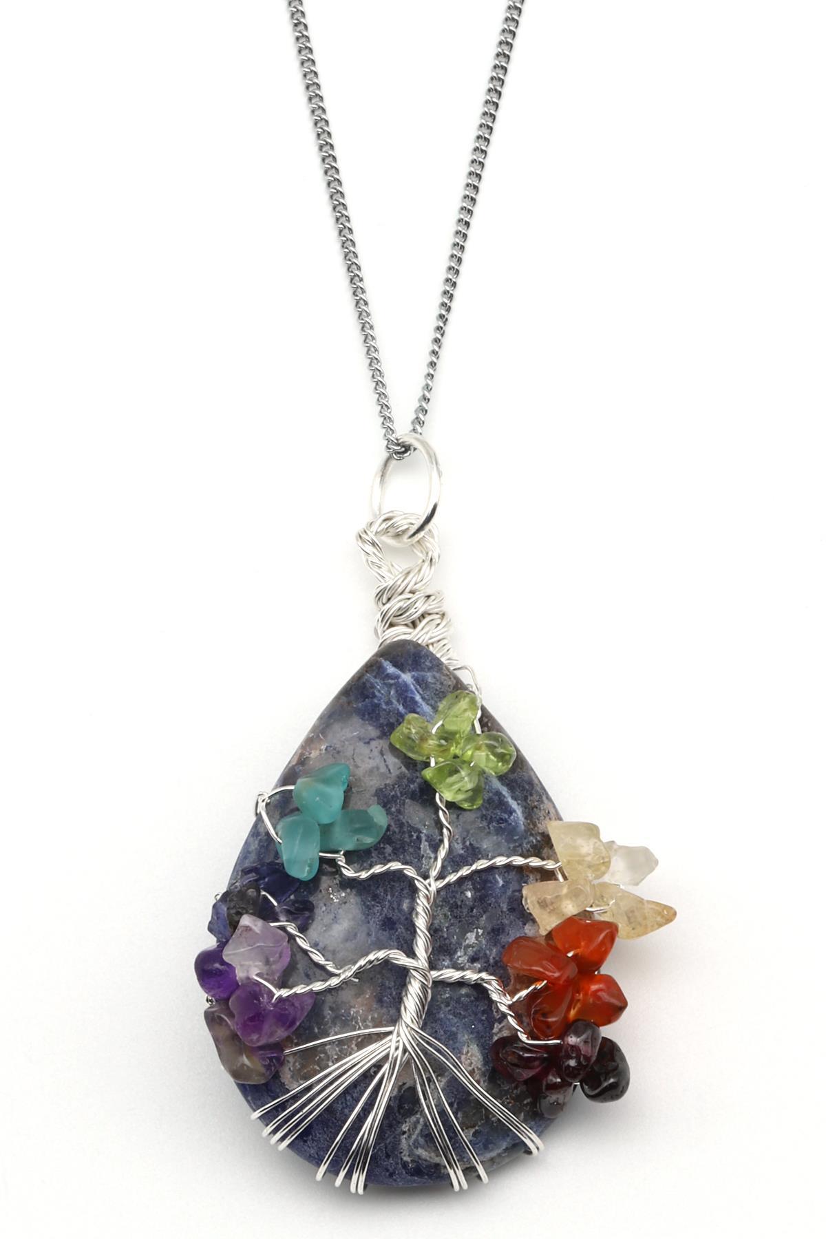 Sodalit - Çakra Doğal Taş Damla Model Kolye