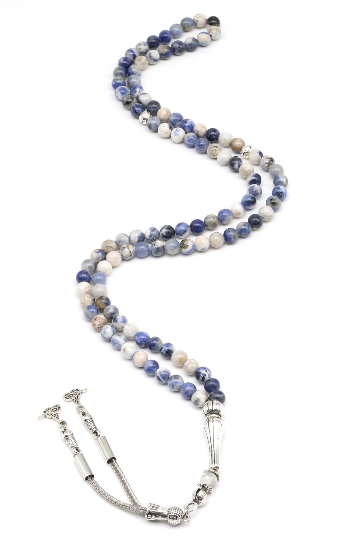 Sodalit Doğal Taş 99'Lu Tesbih 6 mm Küre Kesim