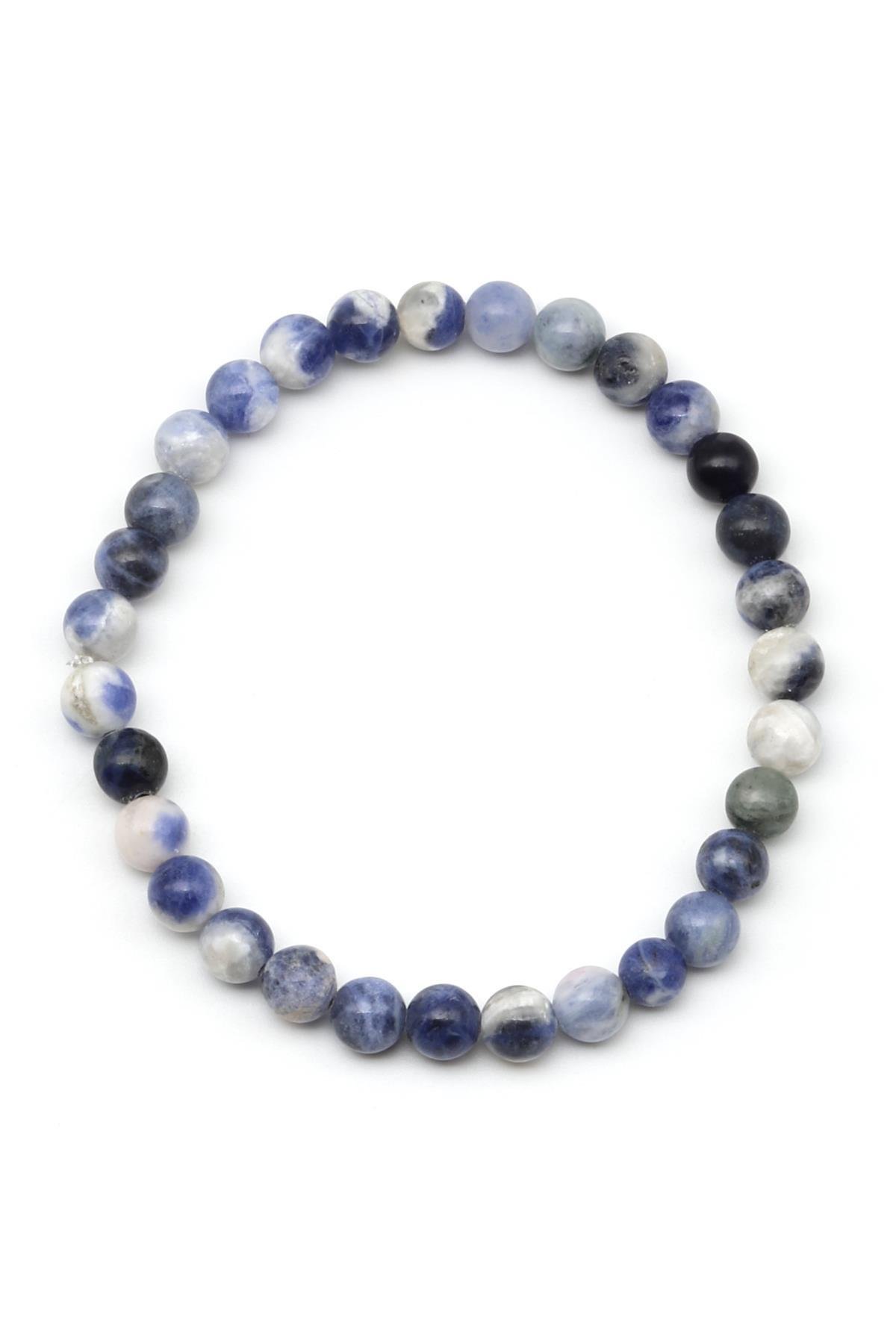 Sodalit Doğal Taş Bileklik 6 mm Küre Kesim