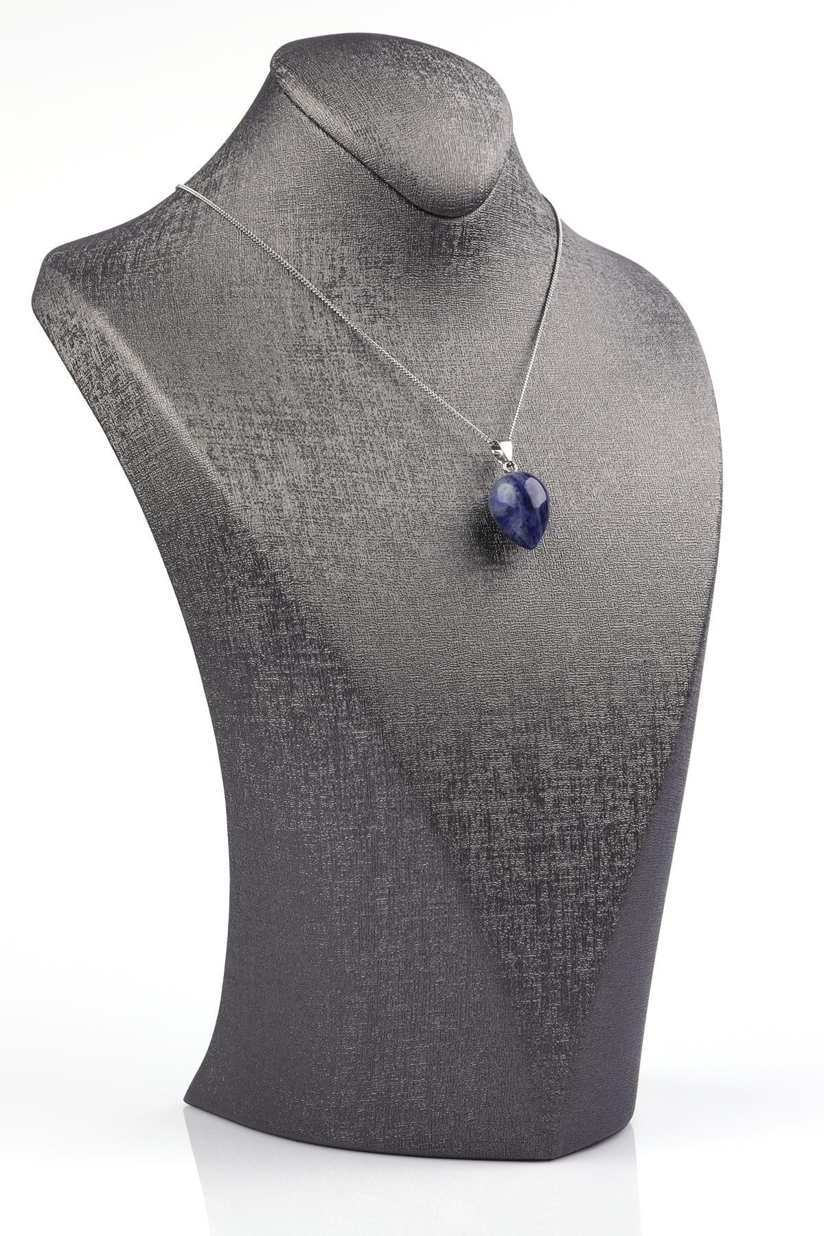 Sodalit Doğal Taş Damla Model Kolye 