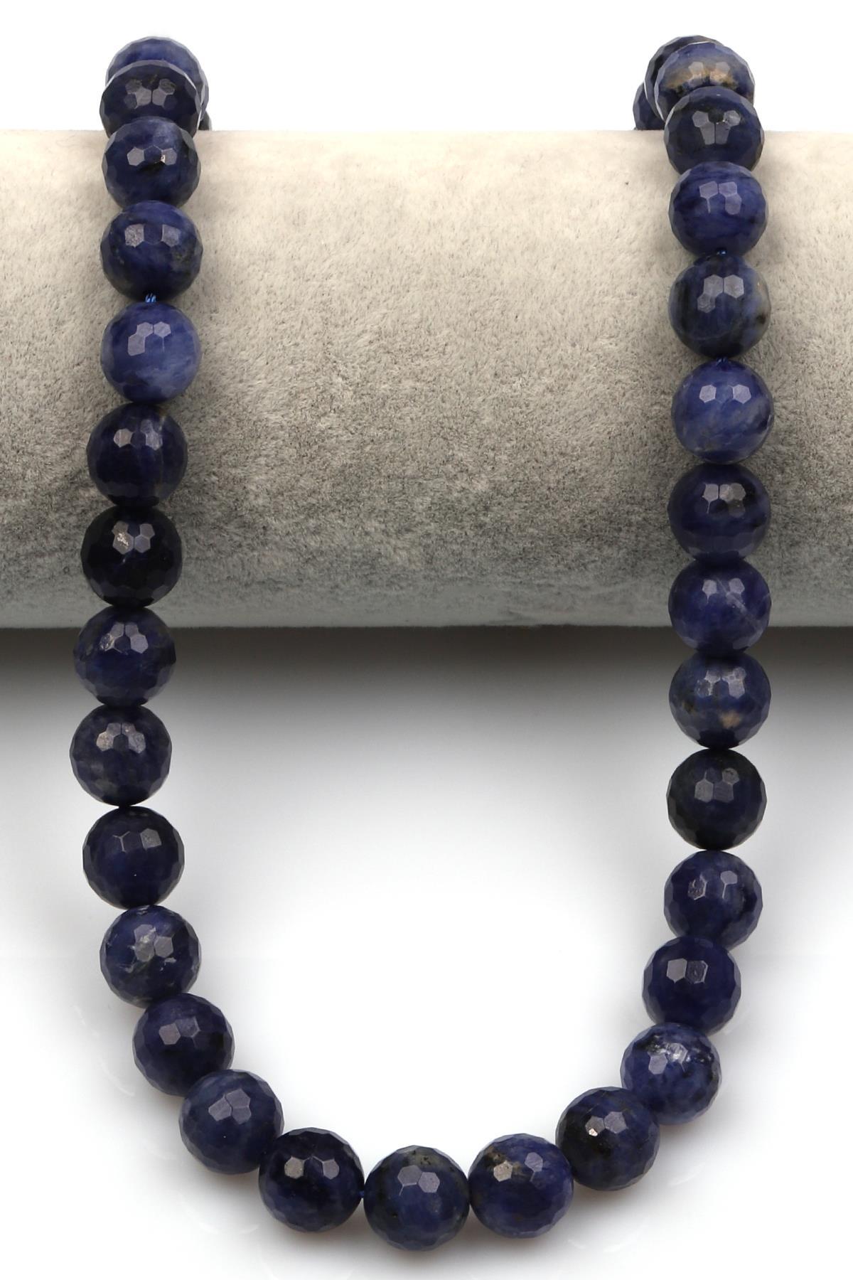 Sodalit Doğal Taş Dizi 10 mm Fasetli Küre Kesim