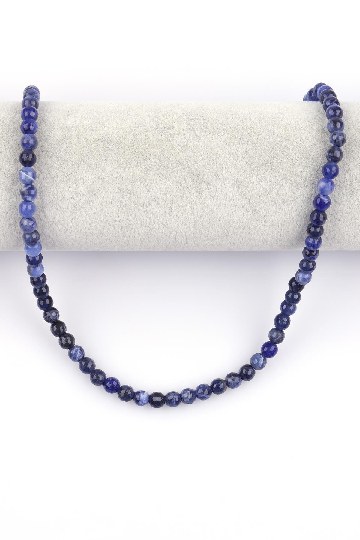 Sodalit Doğal Taş Dizi 6 mm Fasetli Küre Kesim