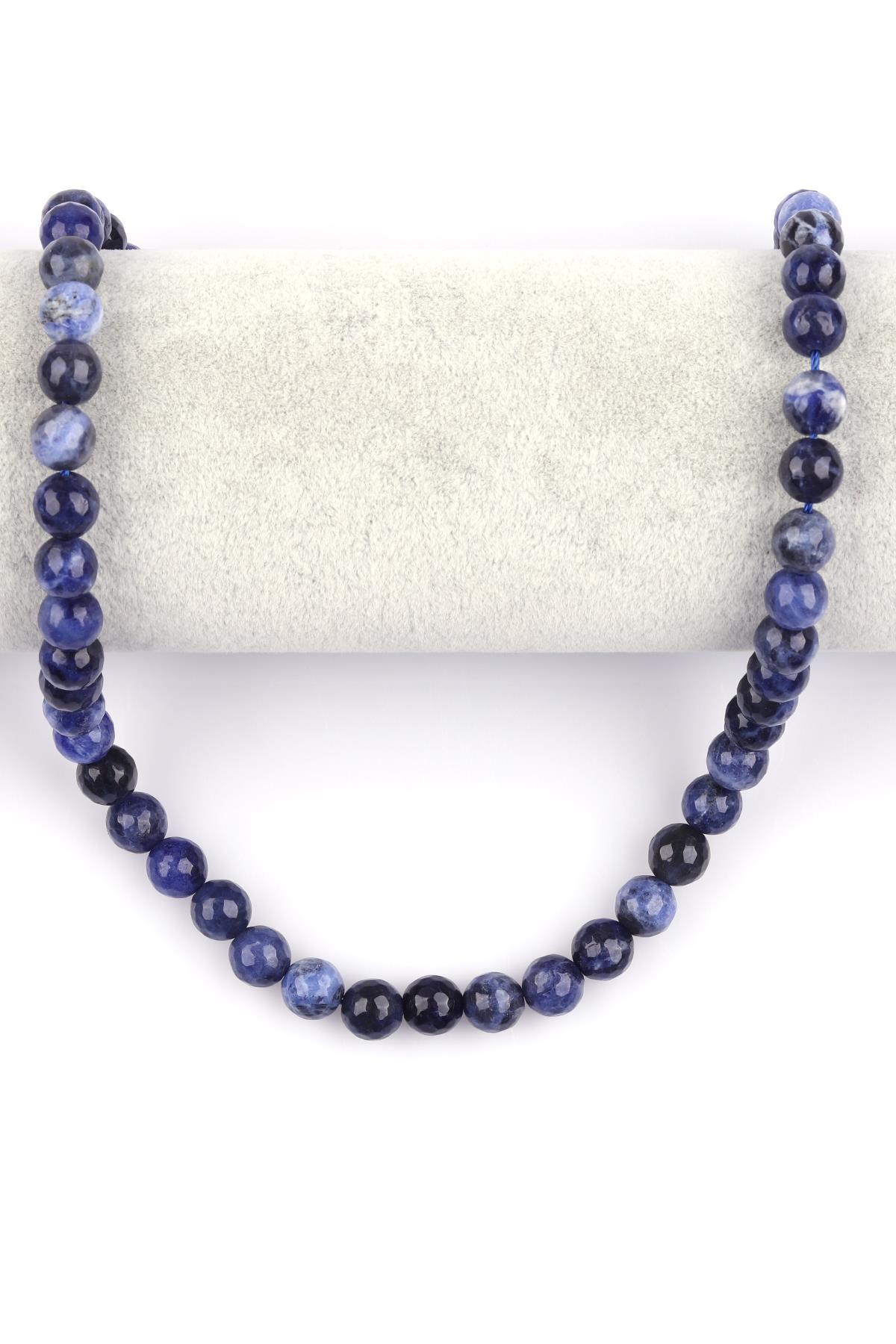 Sodalit Doğal Taş Dizi 8 mm Fasetli Küre Kesim 