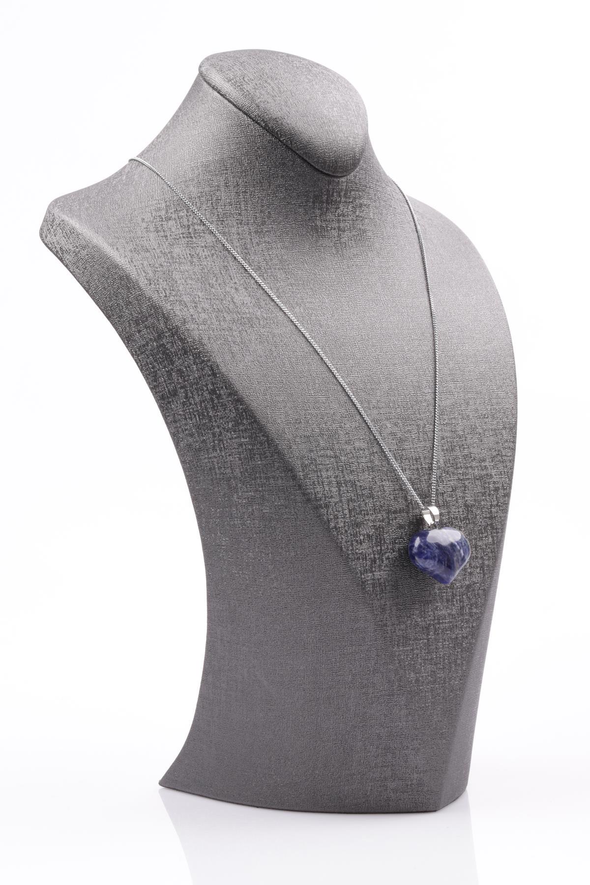 Sodalit Doğal Taş Kalp Kolye