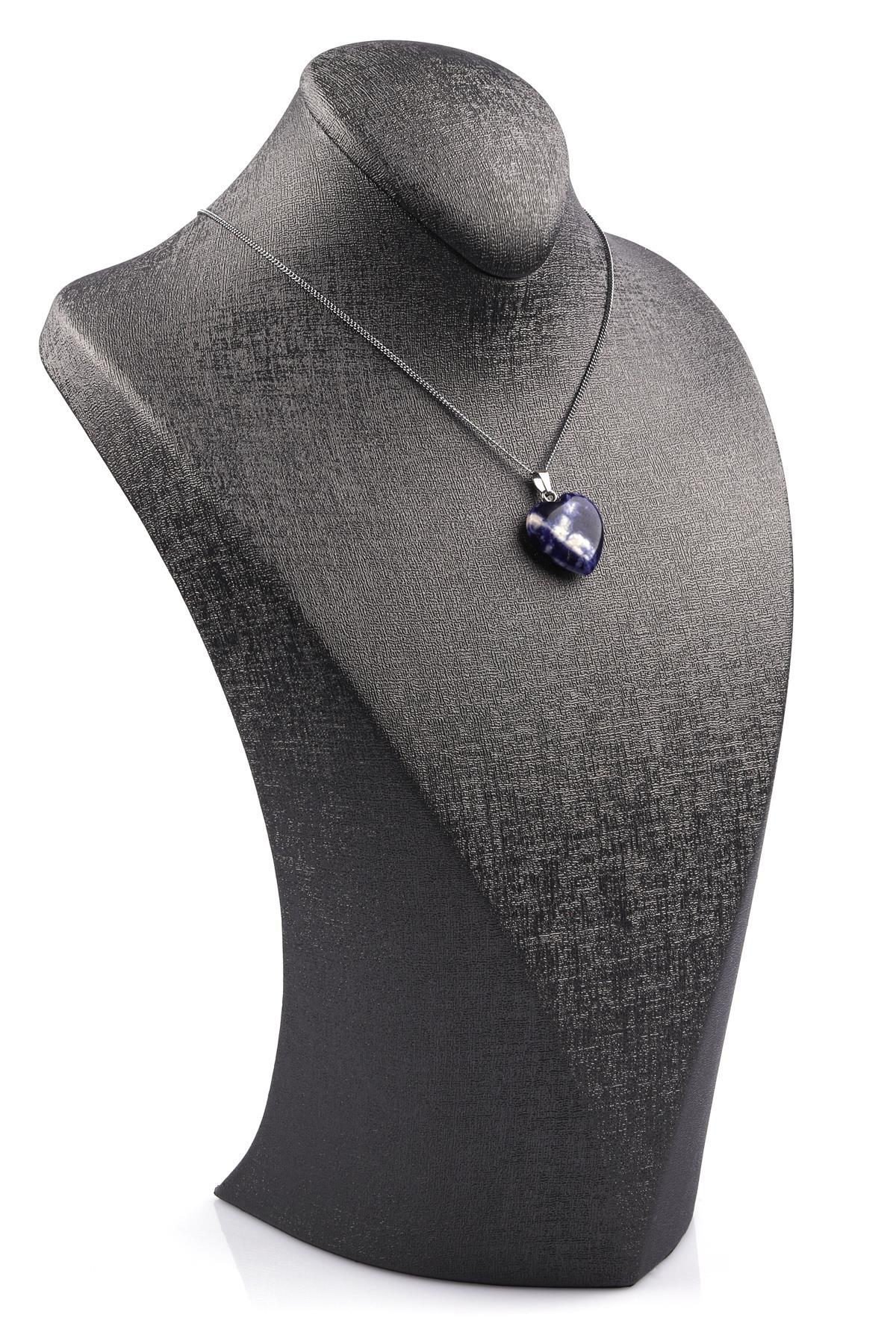 Sodalit Doğal Taş Kalp Model Kolye 