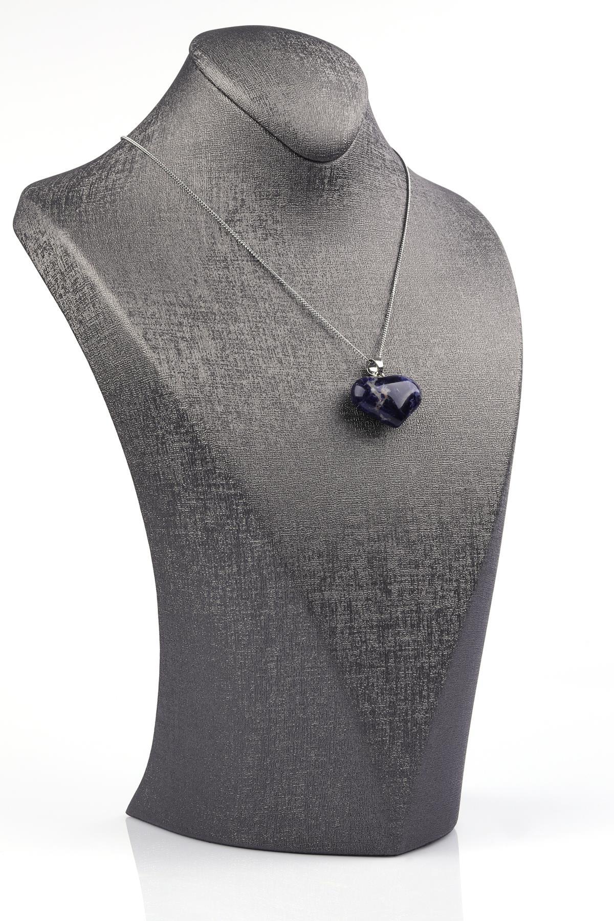 Sodalit Doğal Taş Kalp Model Kolye