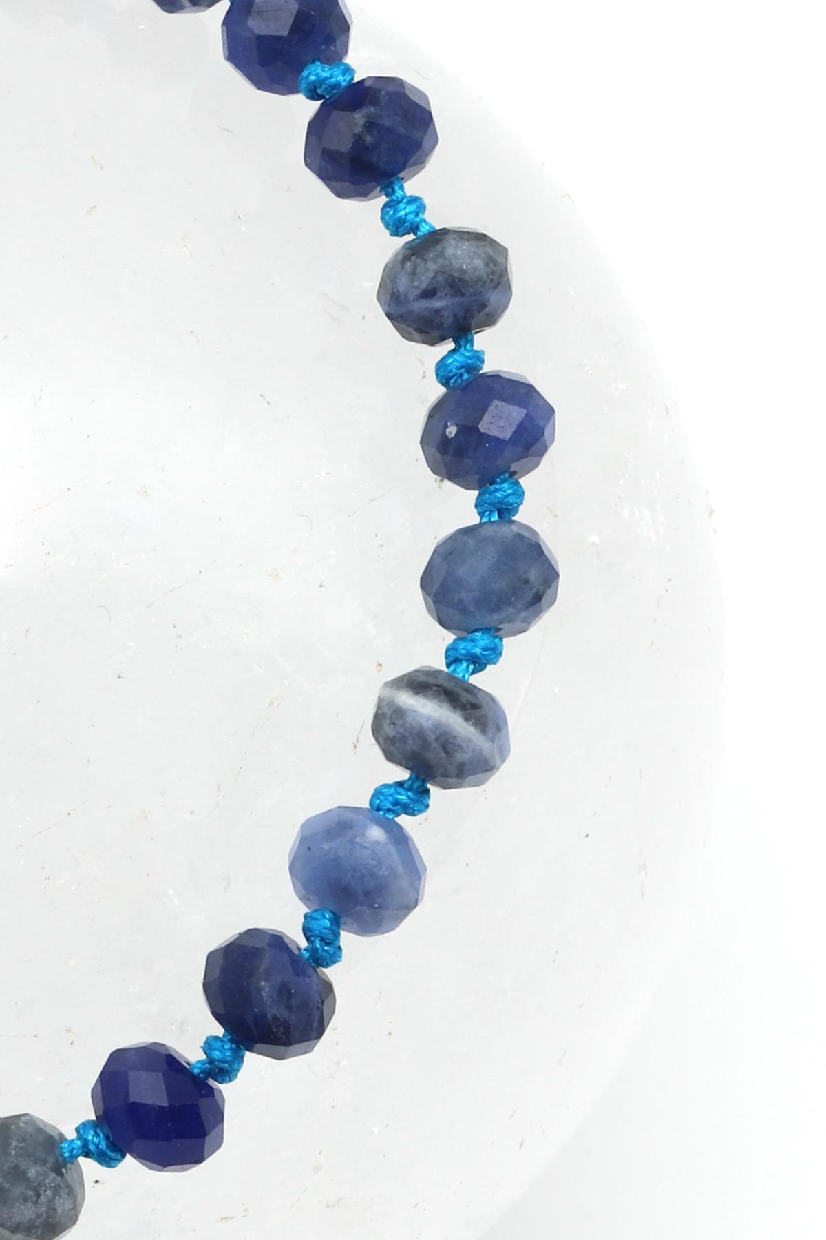 Sodalit Doğal Taş Makrome Örme Bileklik