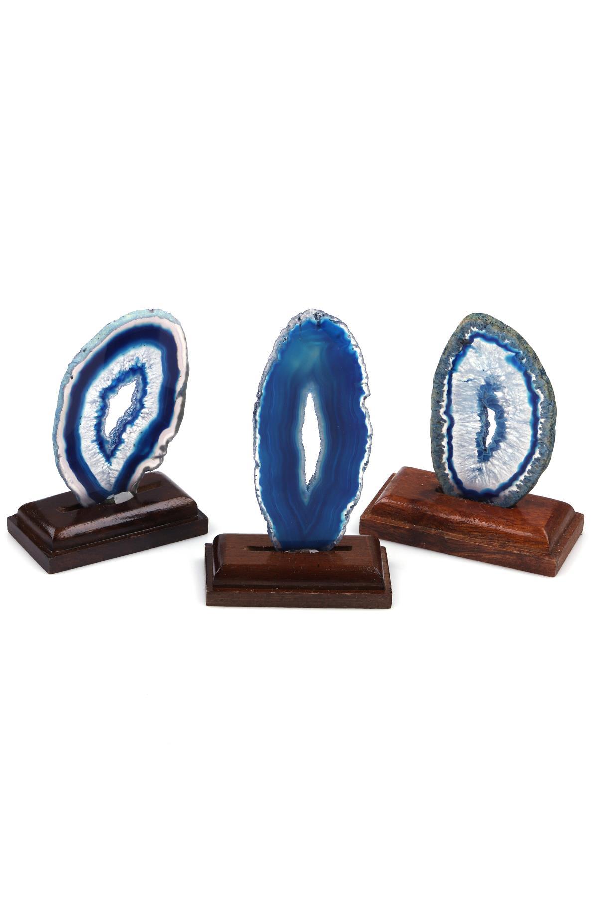 Standlı Akik Doğal Taş Plaka