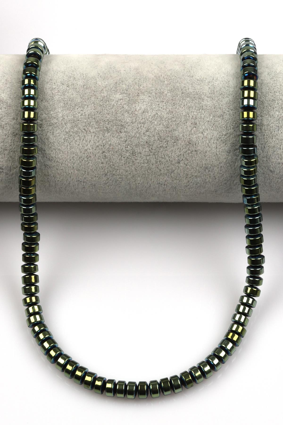 Su Yeşili Renkli Hematit Dizi 4 x 6 mm Rondel Kesim